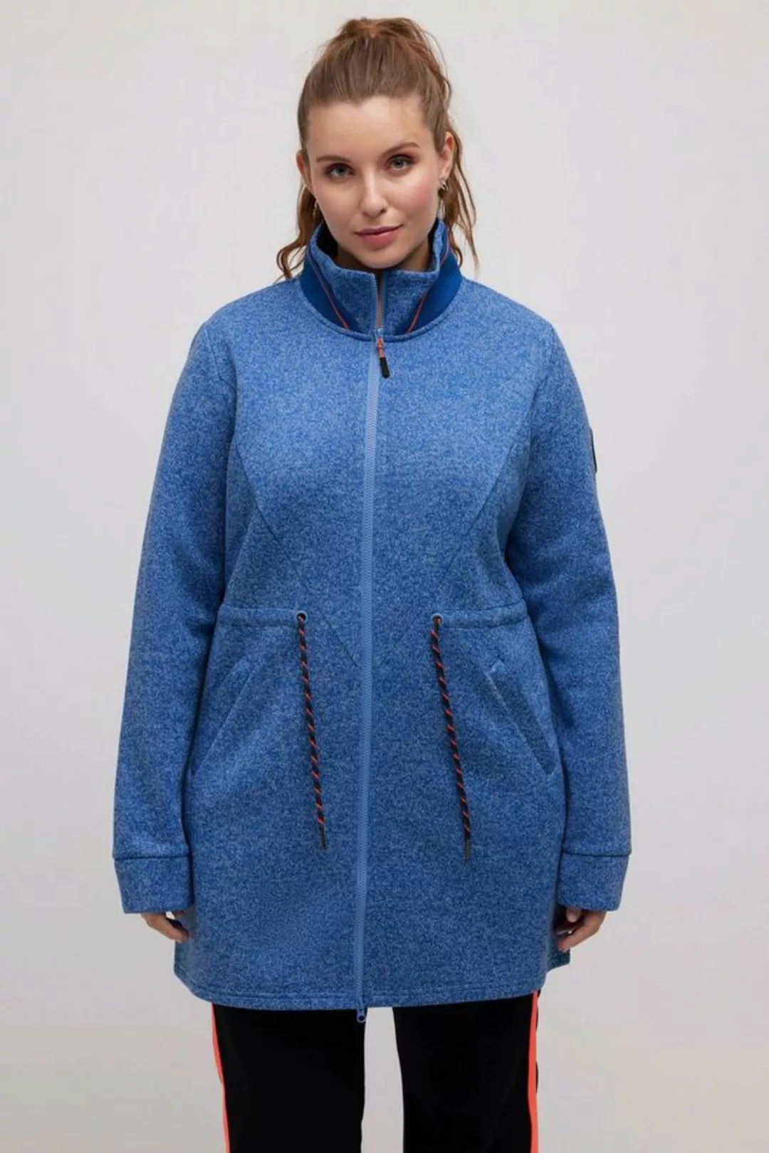 Ulla Popken Sweatjacke Long-Strickjacke Tunnelzug Stehkragen günstig online kaufen