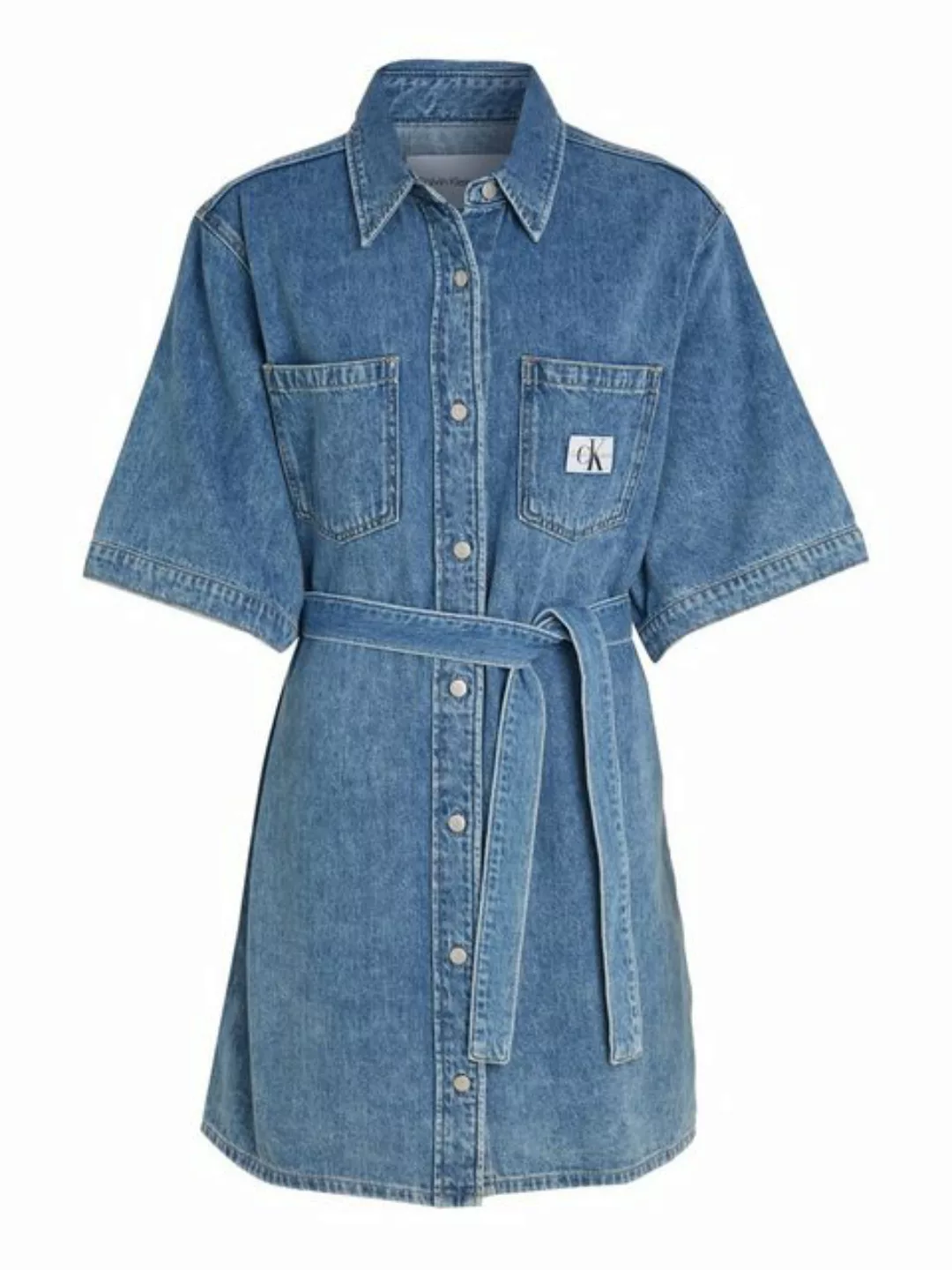 Calvin Klein Jeans Jeanskleid BOXY BELTED SHIRT DRESS mit Logopatch günstig online kaufen