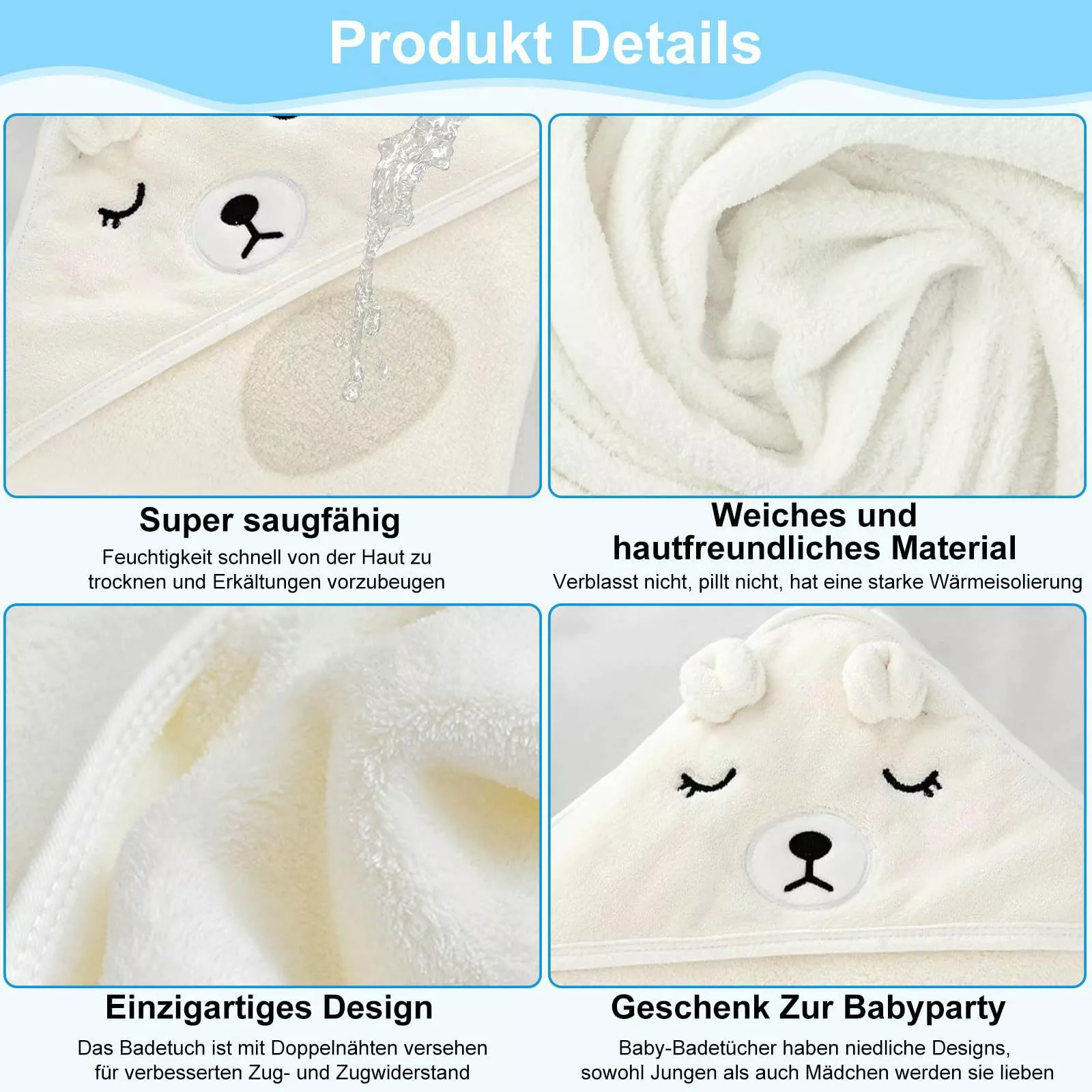 ZEUOPQ Kapuzenhandtuch Kapuzenhandtuch 4er Set,Kinde Badetuch günstig online kaufen