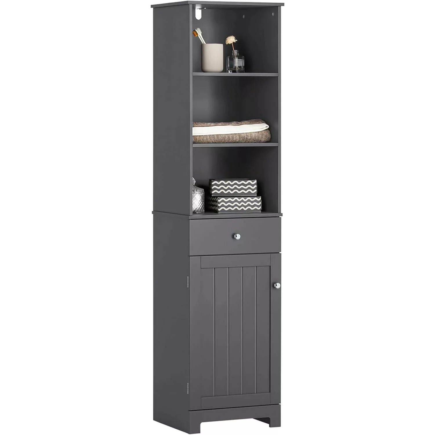 SoBuy Hochschrank BZR17 Badschrank Badregal mit 3 offenen Fächern, 1 Schubl günstig online kaufen