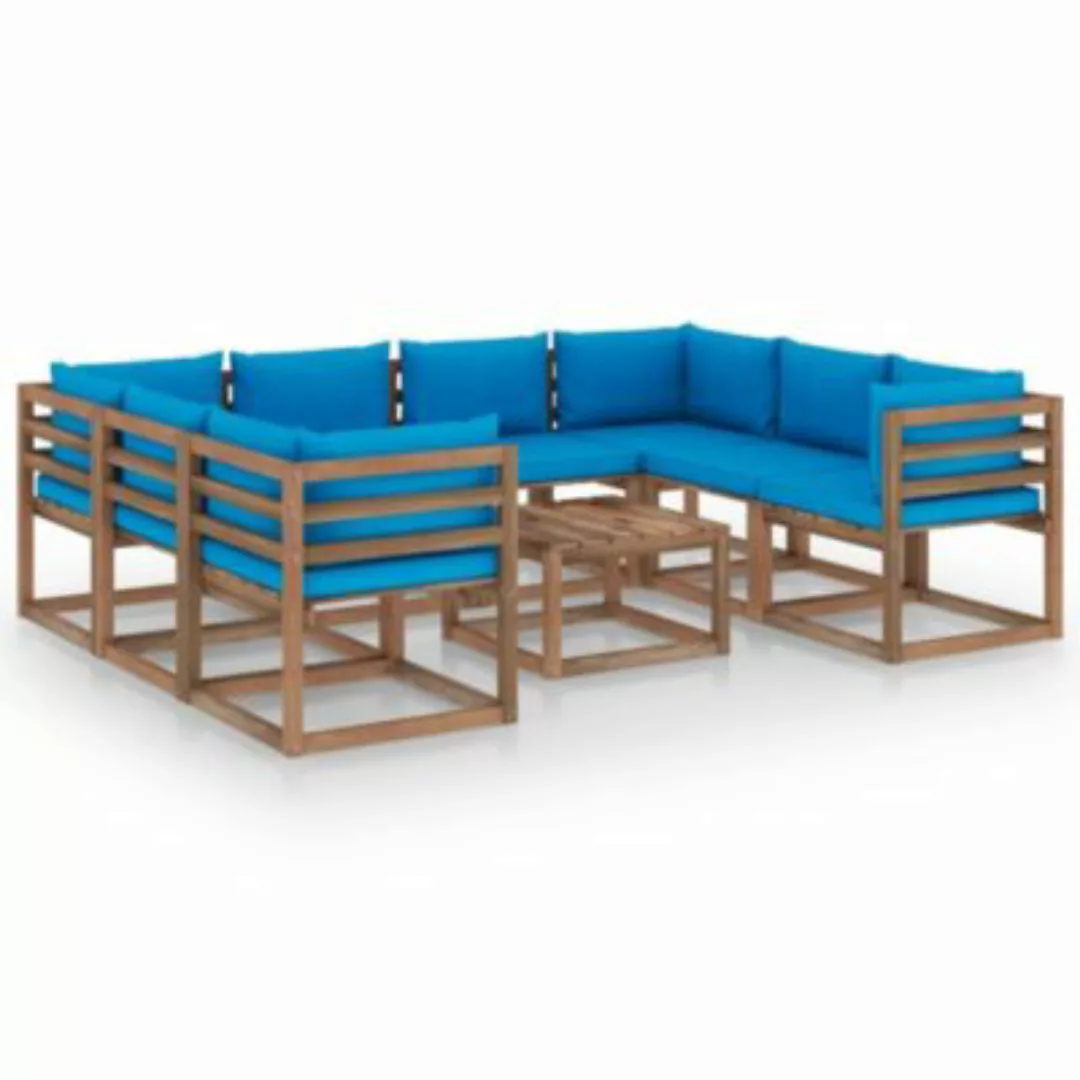 9-tlg. Garten-lounge-set Mit Kissen Hellblau günstig online kaufen