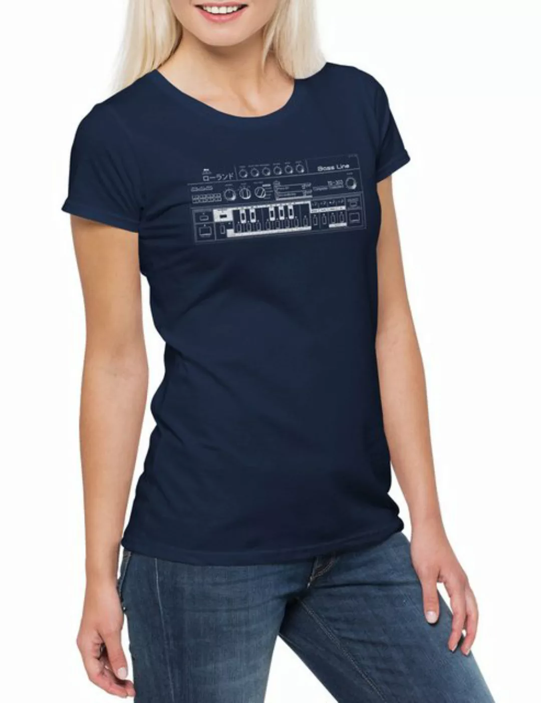 Urban Backwoods Print-Shirt Synthesizer 303 Damen T-Shirt Acid Techno Elect günstig online kaufen