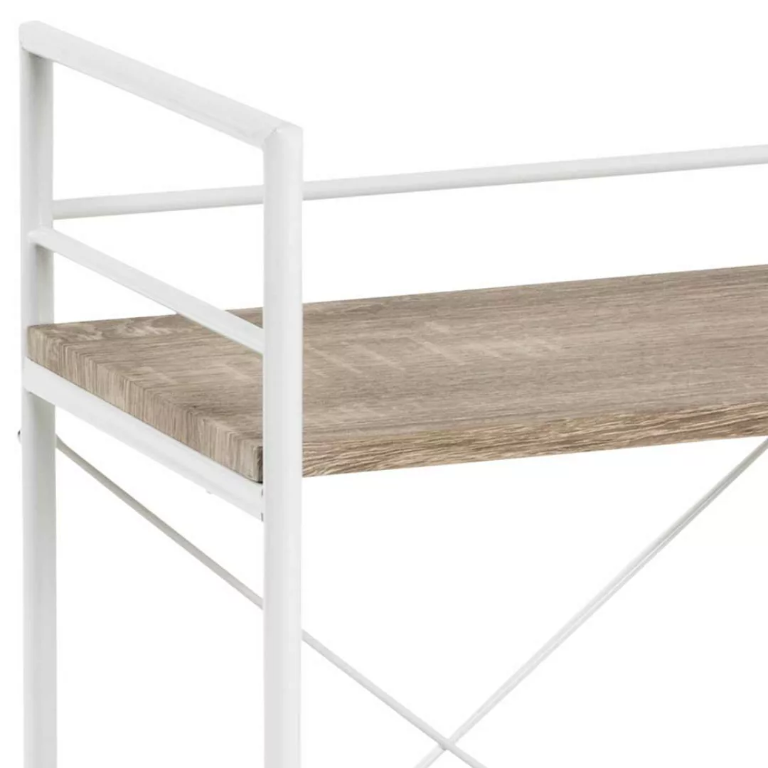 Beistelltisch Sofa mit Weißem Metallgestell 2 Böden in Holzoptik Eiche günstig online kaufen