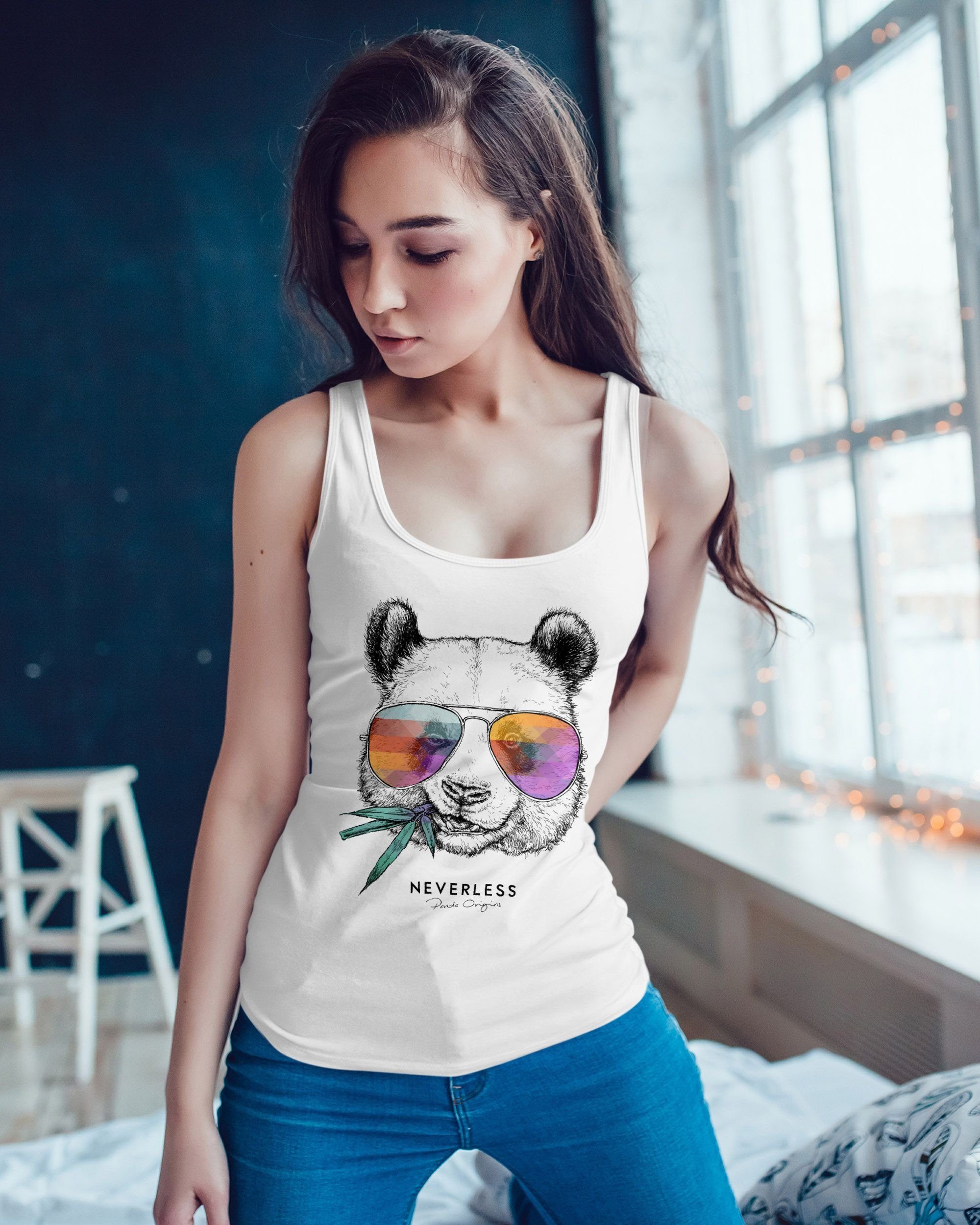 Neverless Tanktop Damen Tank-Top Panda Bär günstig online kaufen