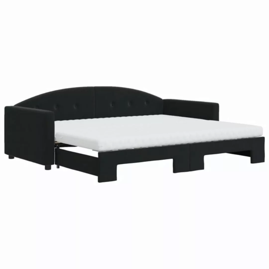 vidaXL Bett Tagesbett Ausziehbar mit Matratzen Schwarz 90x200 cm Samt günstig online kaufen