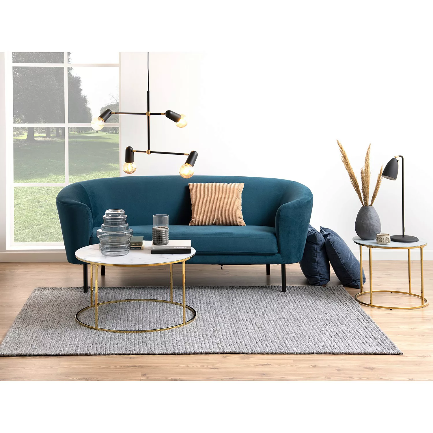 ACTONA GROUP Couchtisch, (1 Tisch), Rund Ø80, Glas mit Marmoroptik günstig online kaufen