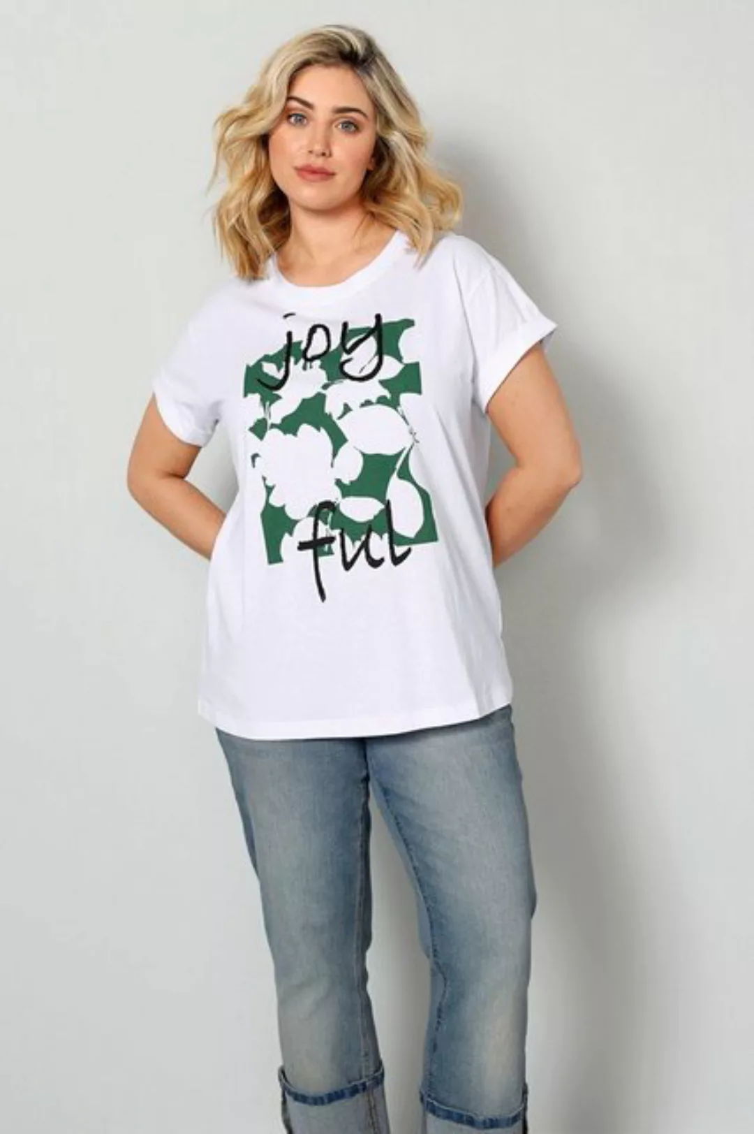 Sara Lindholm Rundhalsshirt T-Shirt großer Print Rundhals Halbarm günstig online kaufen