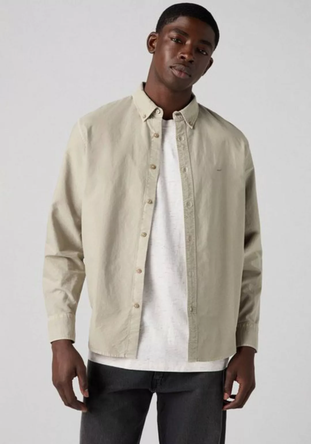 Levi's® Langarmhemd AUTHENTIC BUTTON DOWN mit Ton-in-Ton Logostickerei auf günstig online kaufen