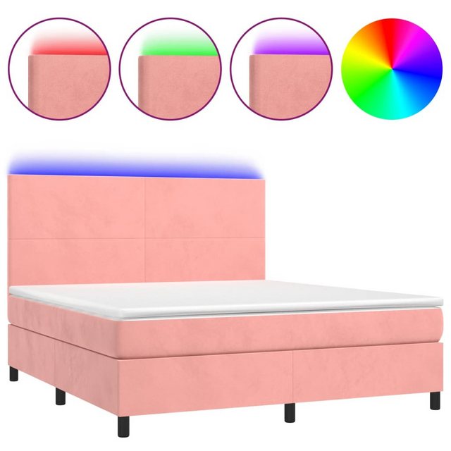 vidaXL Boxspringbett Boxspringbett mit Matratze & LED Samt (160 x 200 cm, R günstig online kaufen