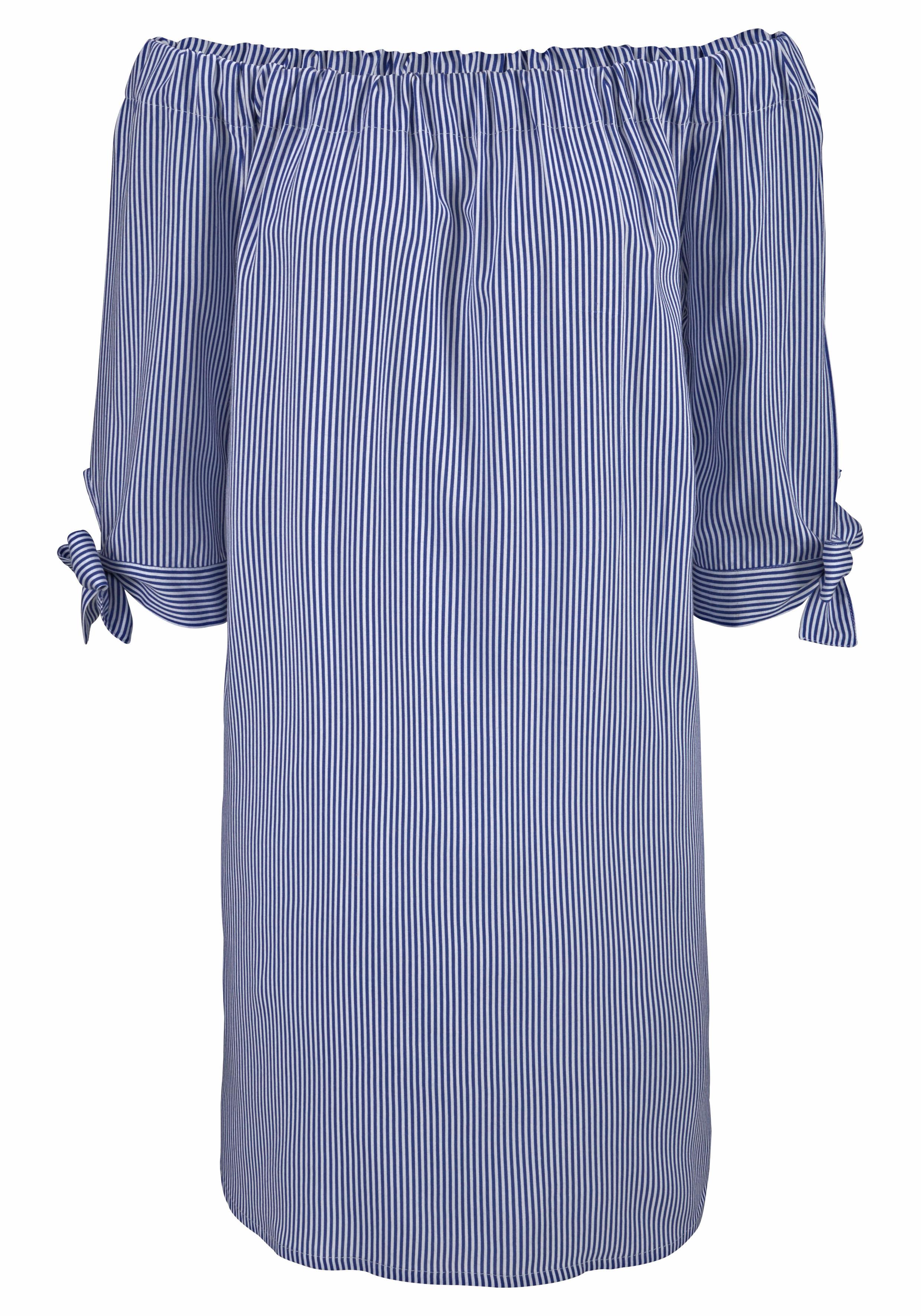 LASCANA Blusenkleid mit Streifendruck und Carmenausschnitt, Sommerkleid, St günstig online kaufen