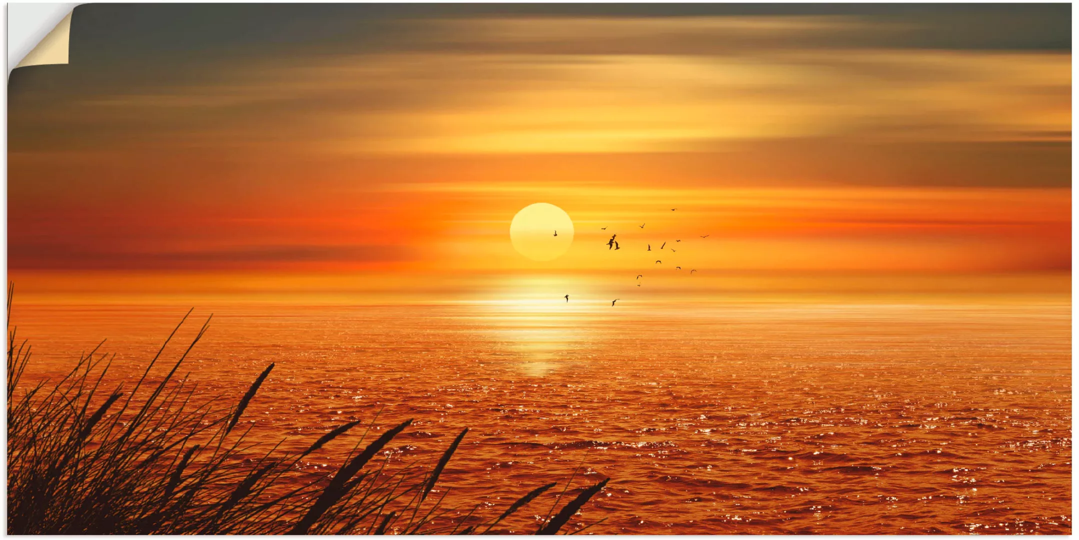 Artland Wandbild "Sonnenuntergang über dem Meer", Sonnenaufgang & -untergan günstig online kaufen