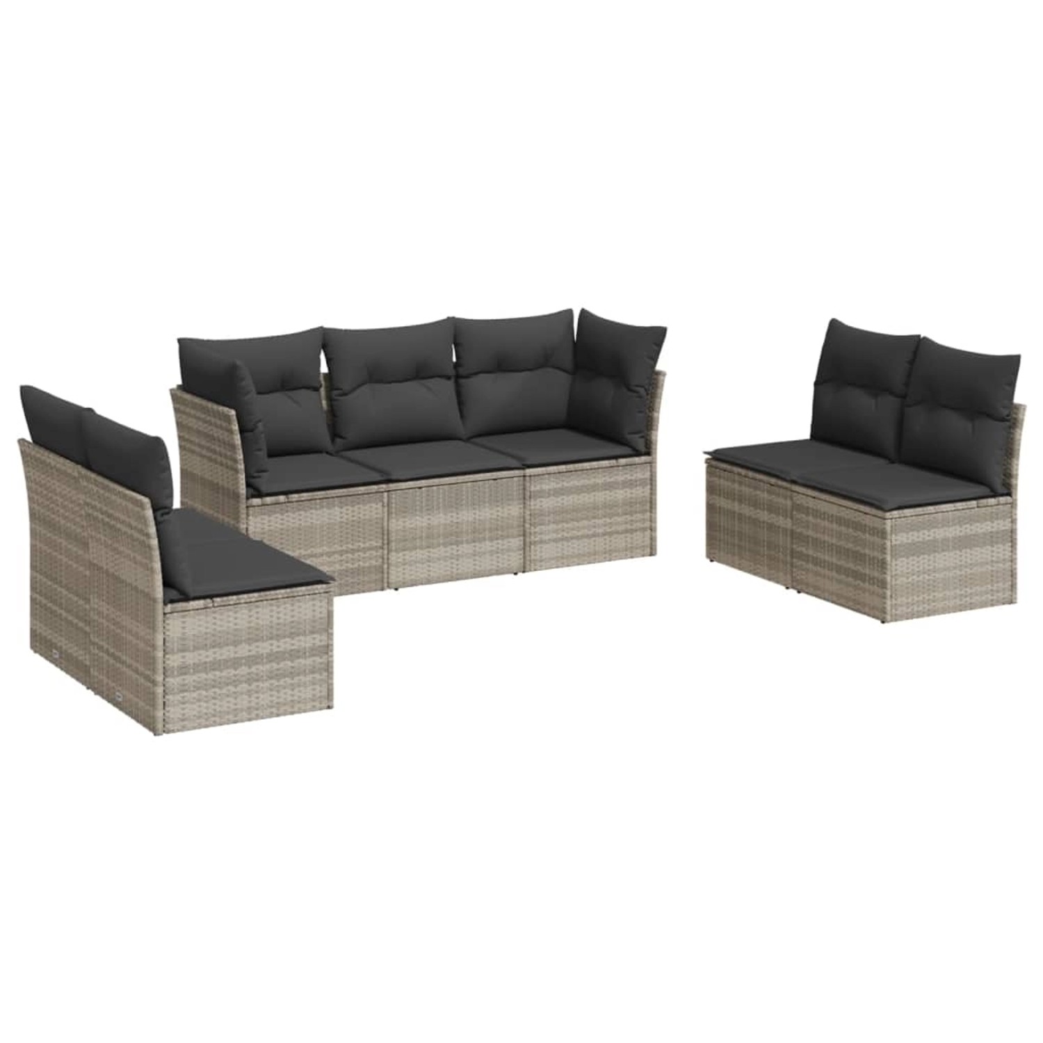 vidaXL 7-Tlg Garten-Sofagarnitur mit Kissen Hellgrau Poly Rattan 3217412 günstig online kaufen