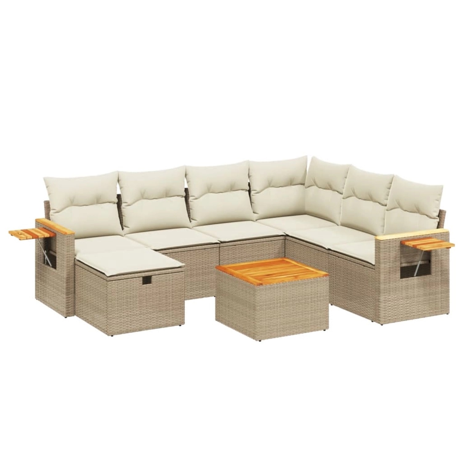 vidaXL 8-Tlg Garten-Sofagarnitur mit Kissen Beige Poly Rattan 3265552 günstig online kaufen