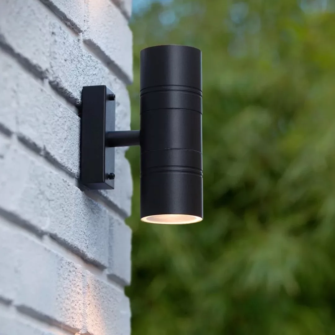 Zweiflammige LED Außenwandleuchte Arne, schwarz, GU10, 5W günstig online kaufen