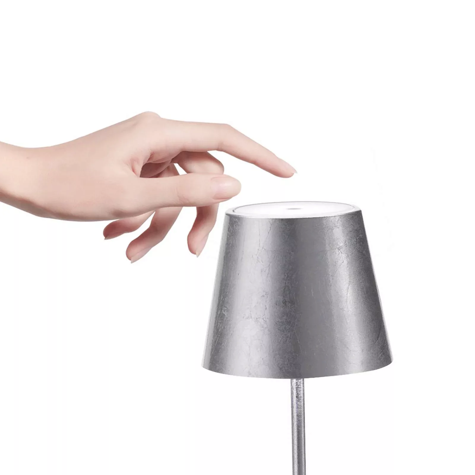 LED Akku Tischleuchte Poldina Mini in Silber-matt 2,2W 154lm IP54 günstig online kaufen