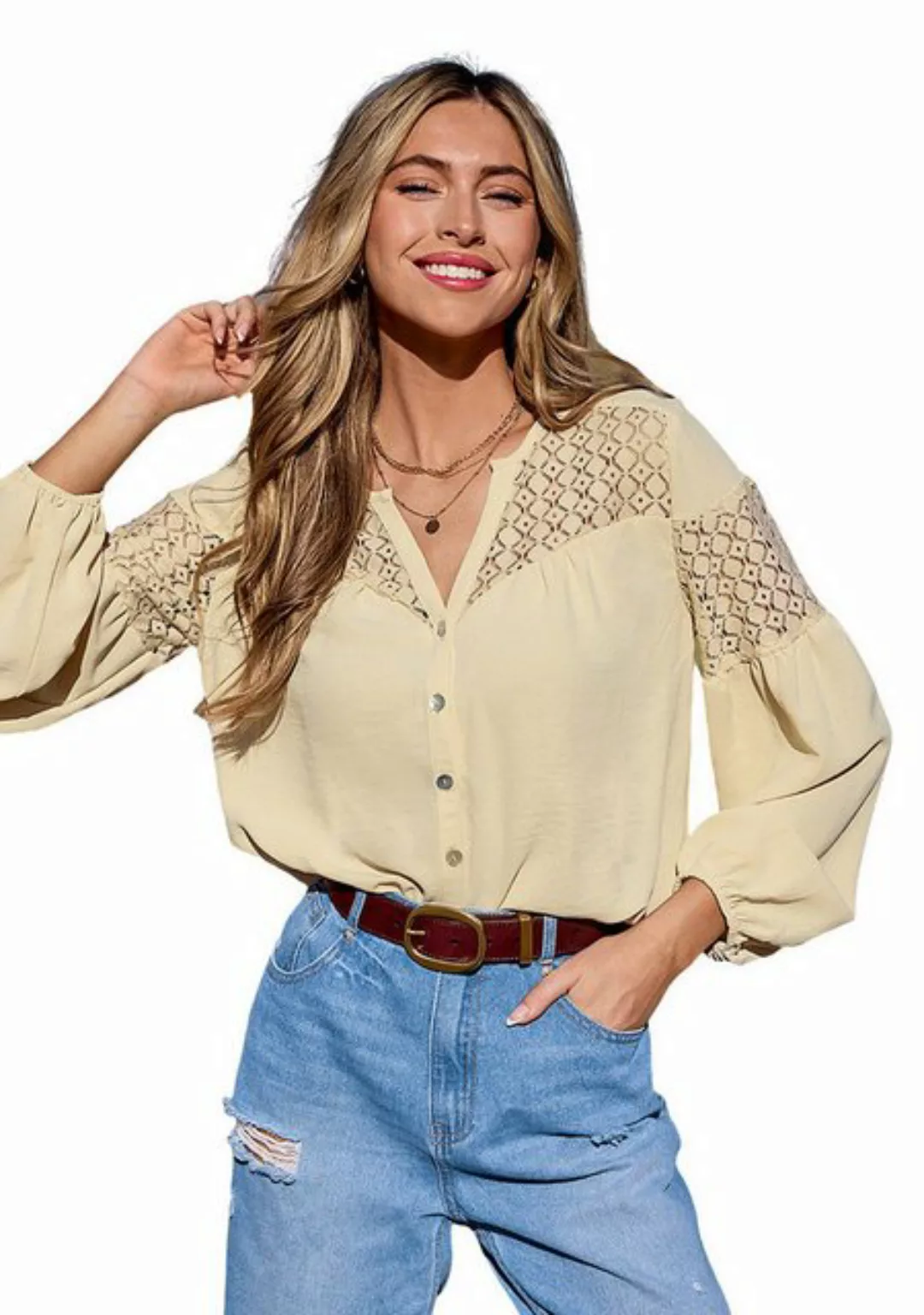 Cupshe Blusentop Lässiges Holiday Button Bubble blusen top günstig online kaufen