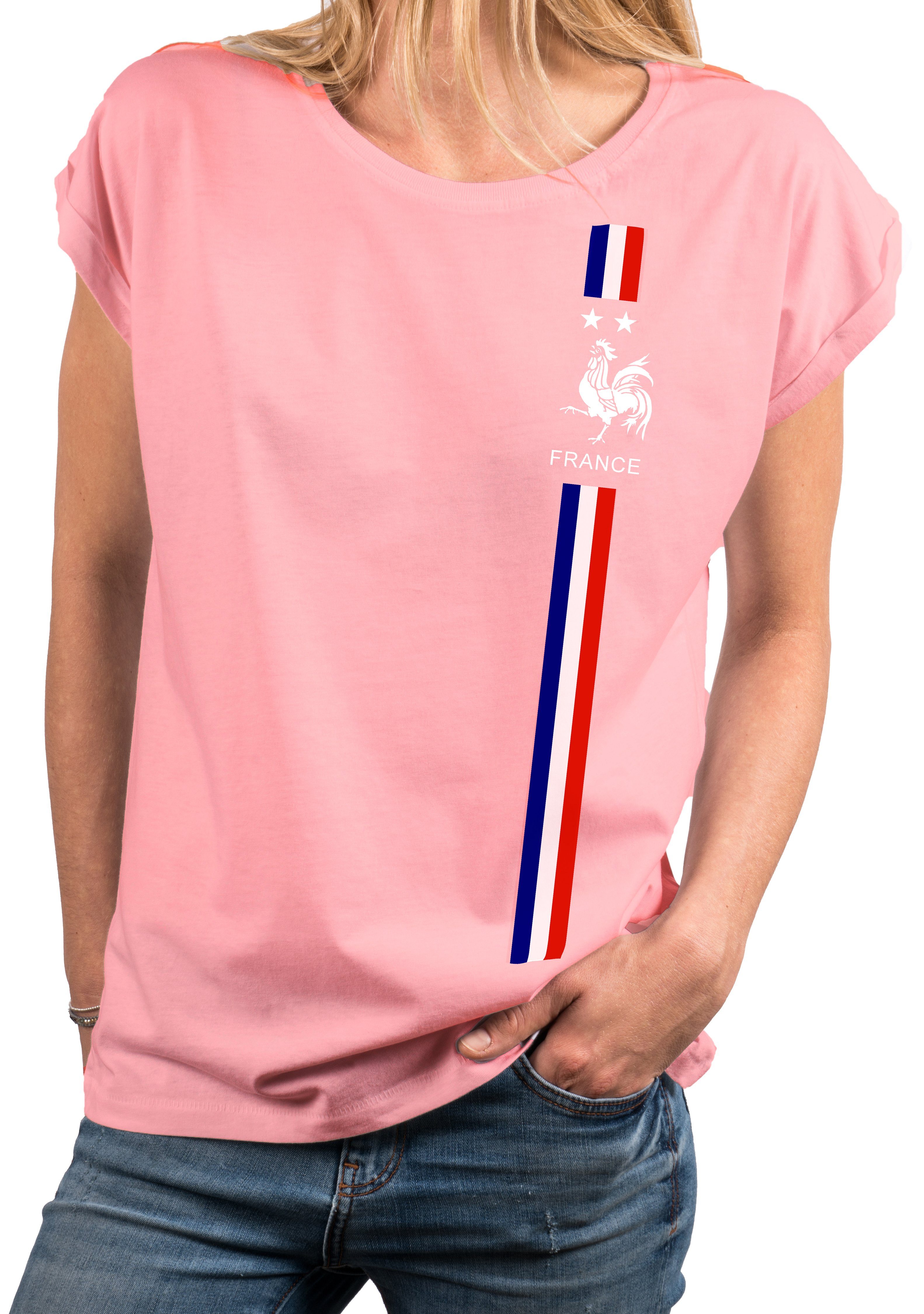MAKAYA Print-Shirt Damen Kurzarmshirt Baumwolle Frankreich günstig online kaufen