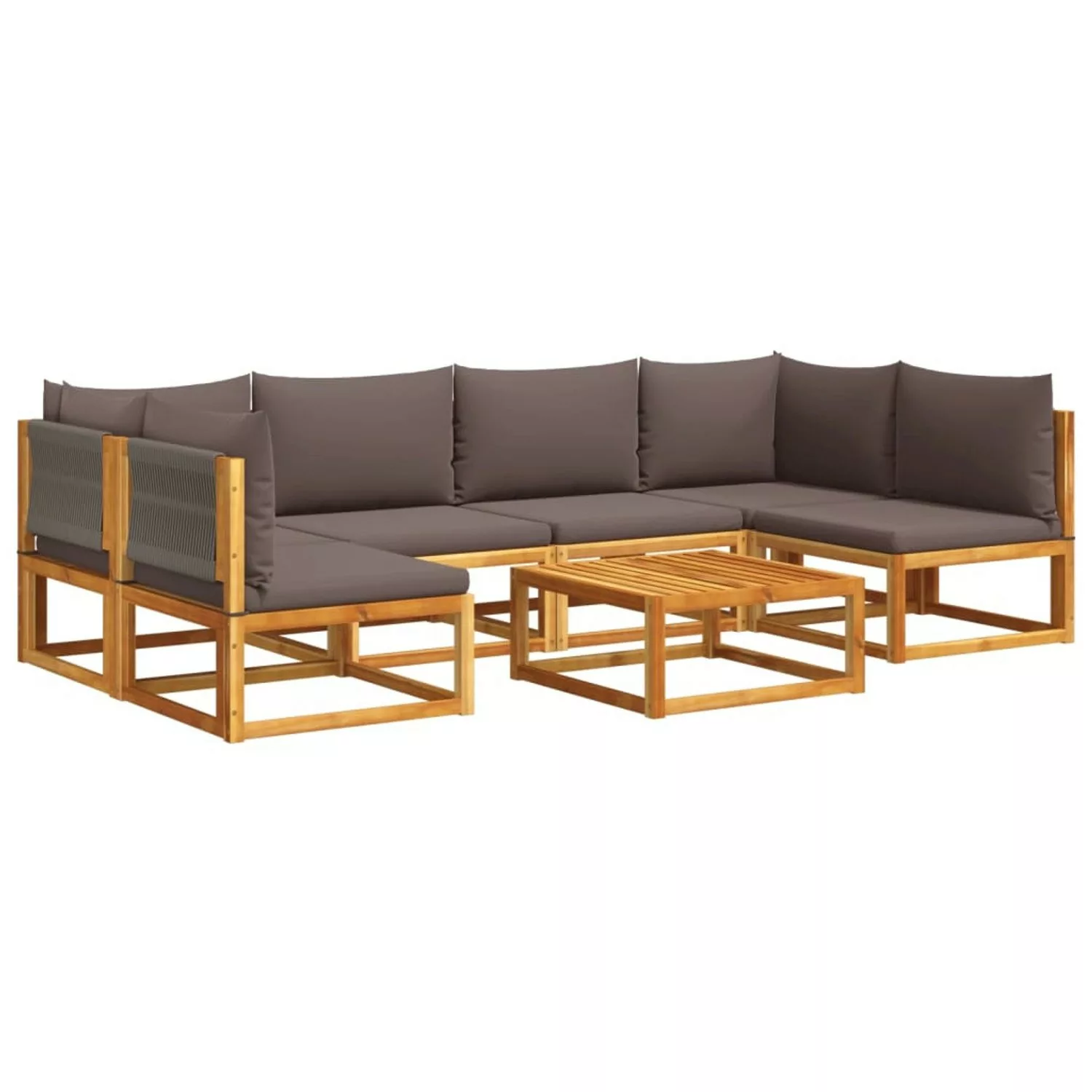 vidaXL Loungesofa 7-tlg. Garten-Sofagarnitur mit Kissen Massivholz Akazie, günstig online kaufen