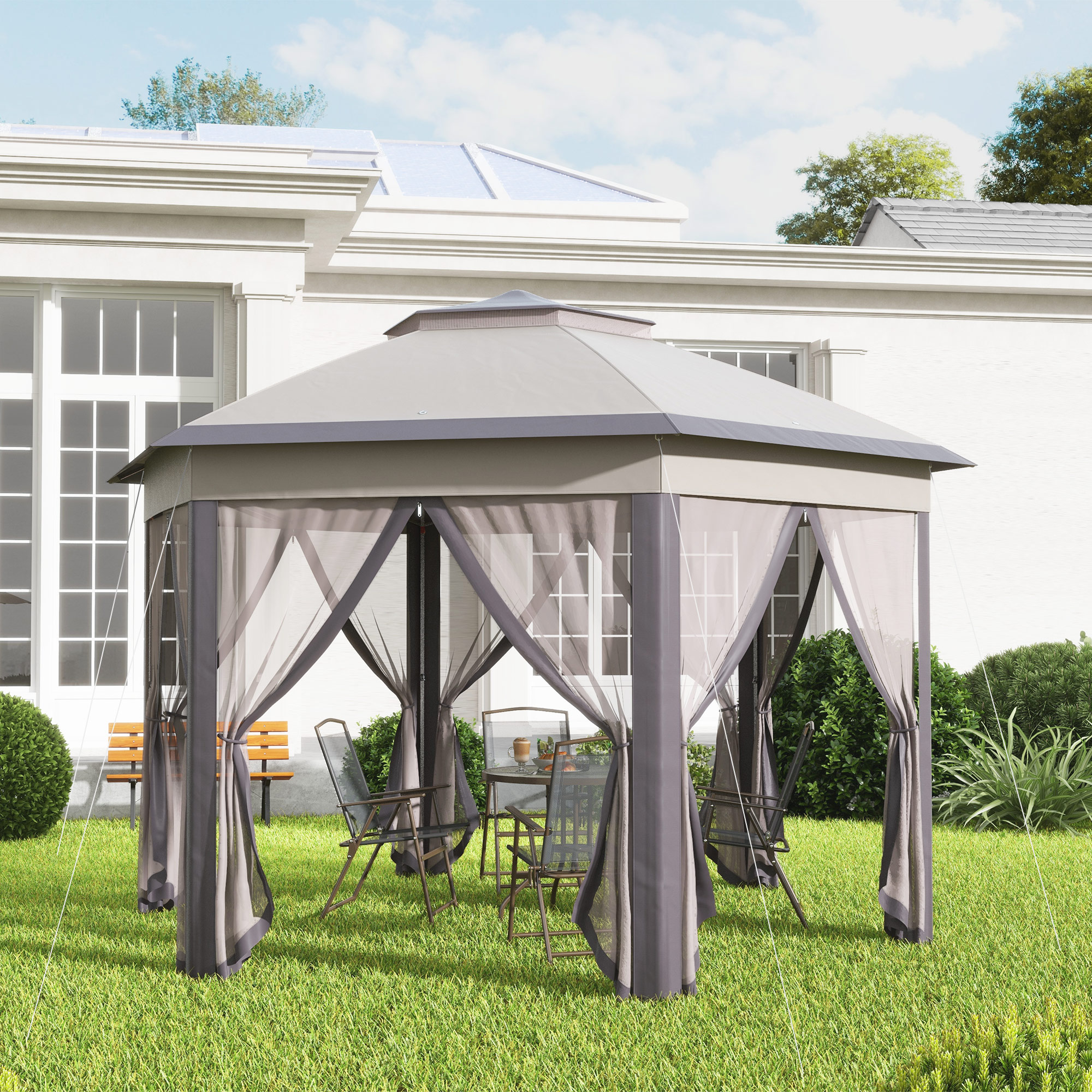 Outsunny Gartenpavillon Faltpavillon 4x4m Pop-Up-Zelt Partyzelt mit Trageta günstig online kaufen