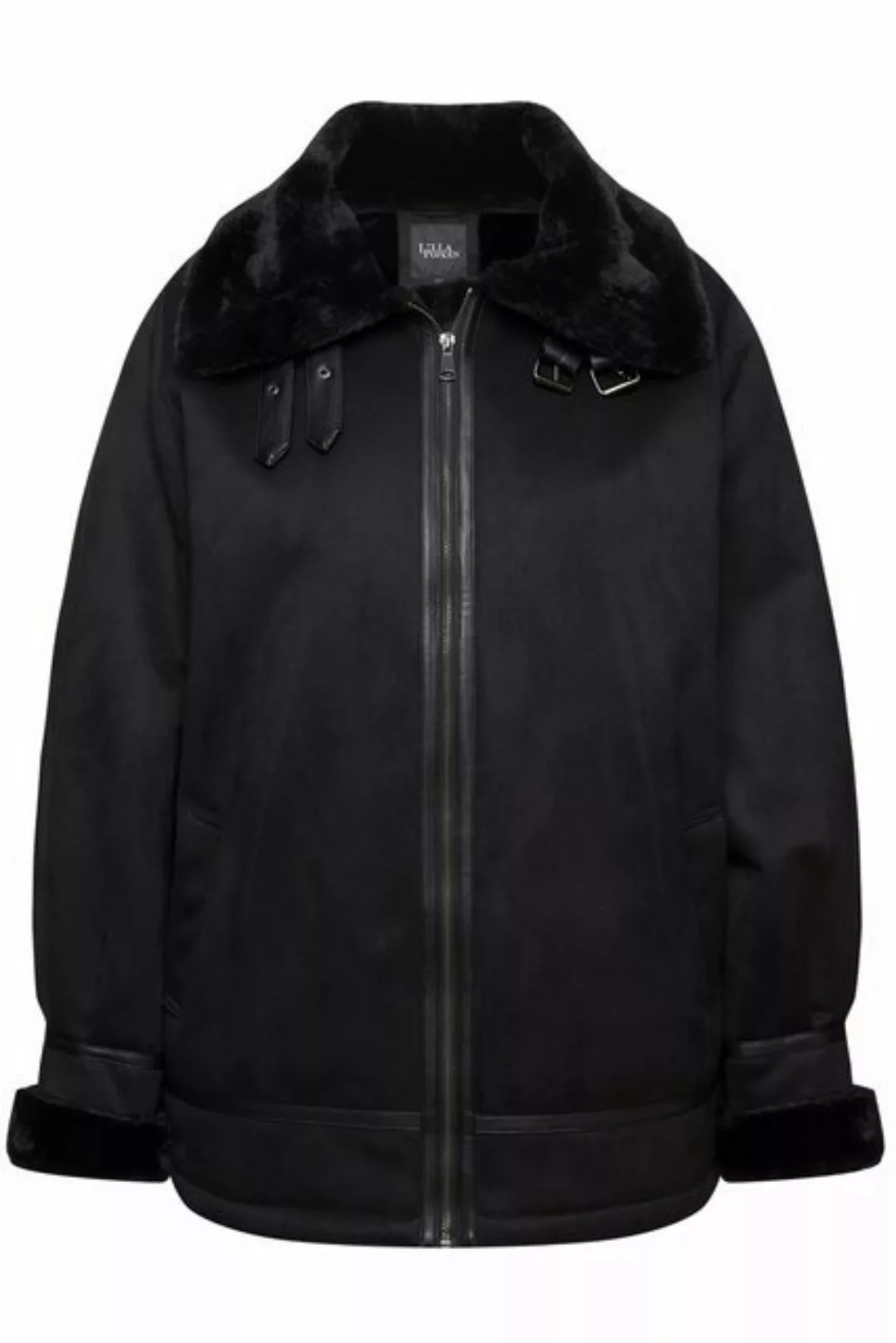 Ulla Popken Outdoorjacke Aviator-Jacke Shearling Lammfelloptik Kragen günstig online kaufen