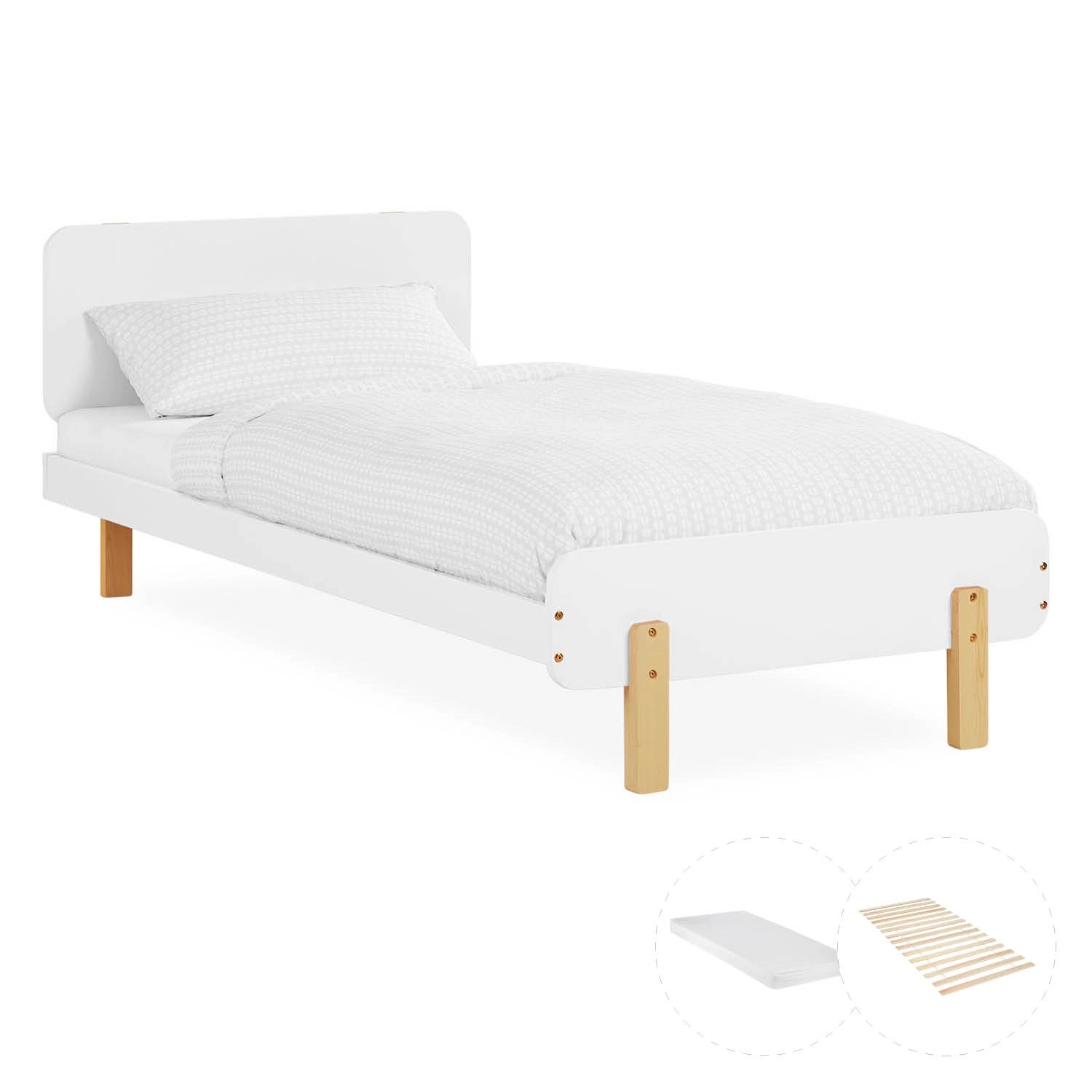 Homestyle4u Kinderbett 90x200 mit Lattenrost und Matratze in Weiß 2804 günstig online kaufen