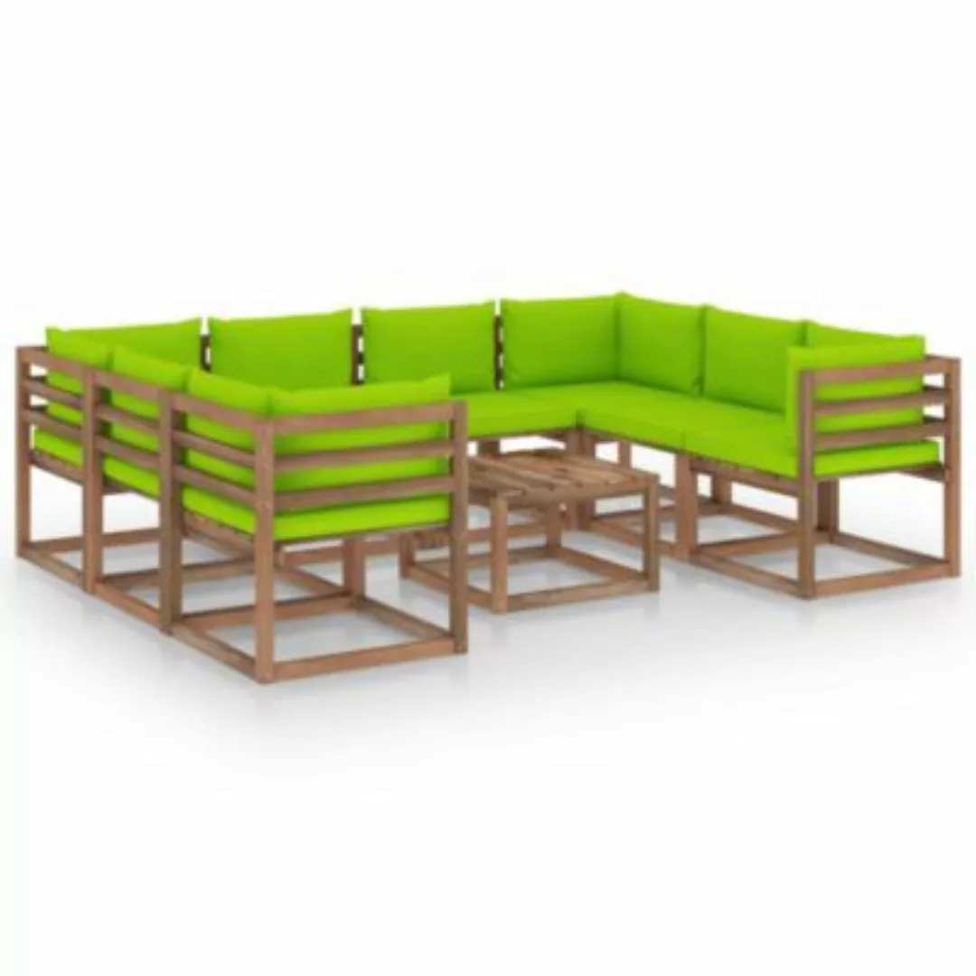 9-tlg. Garten-lounge-set Mit Kissen Hellgrün günstig online kaufen