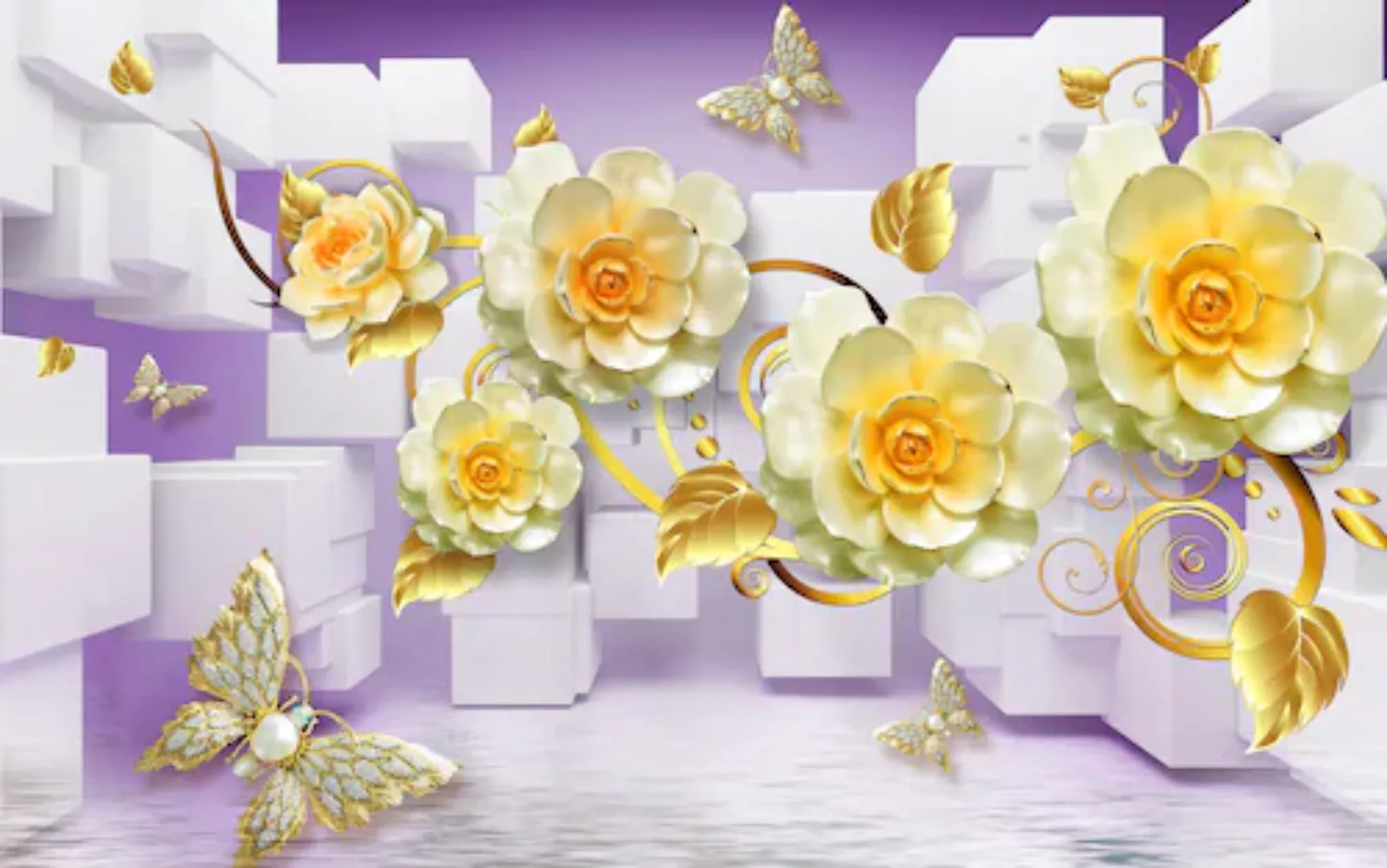 Papermoon Fototapete »Abstrakt mit Blumen« günstig online kaufen