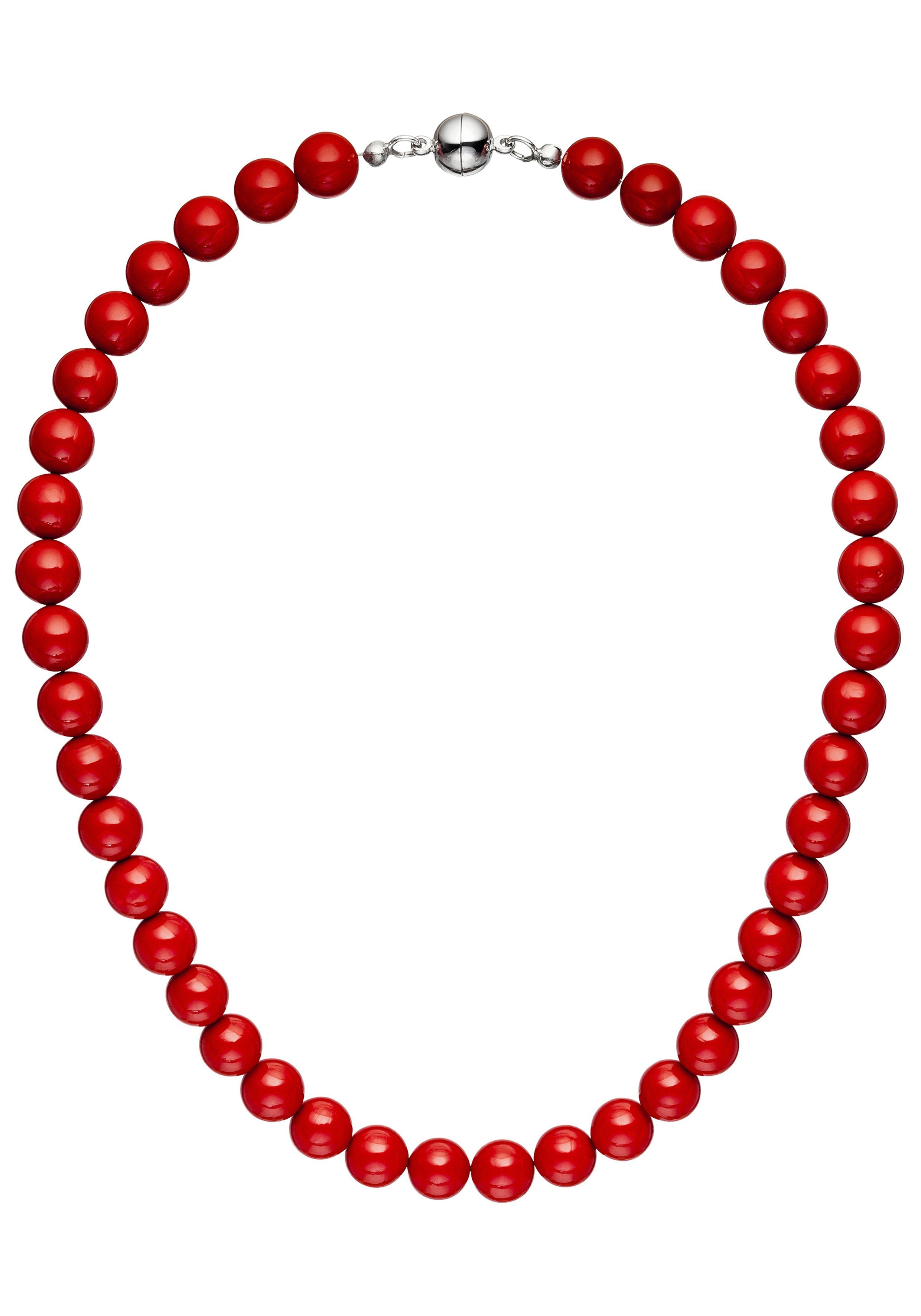 JOBO Perlenkette, mit 42 Muschelkern-Perlen rot günstig online kaufen