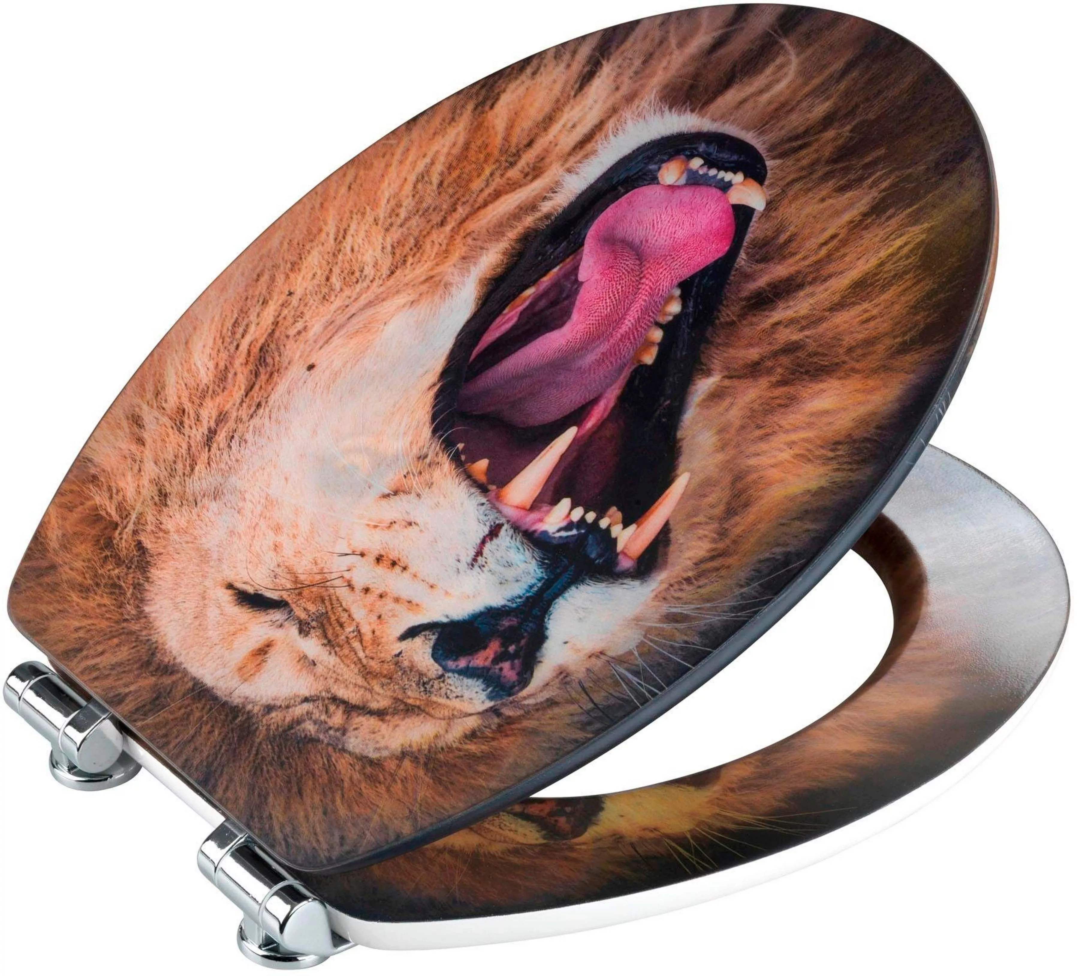 WENKO WC-Sitz Lion mit 3D-Effekt, MDF, mit Absenkautomatik mehrfarbig günstig online kaufen