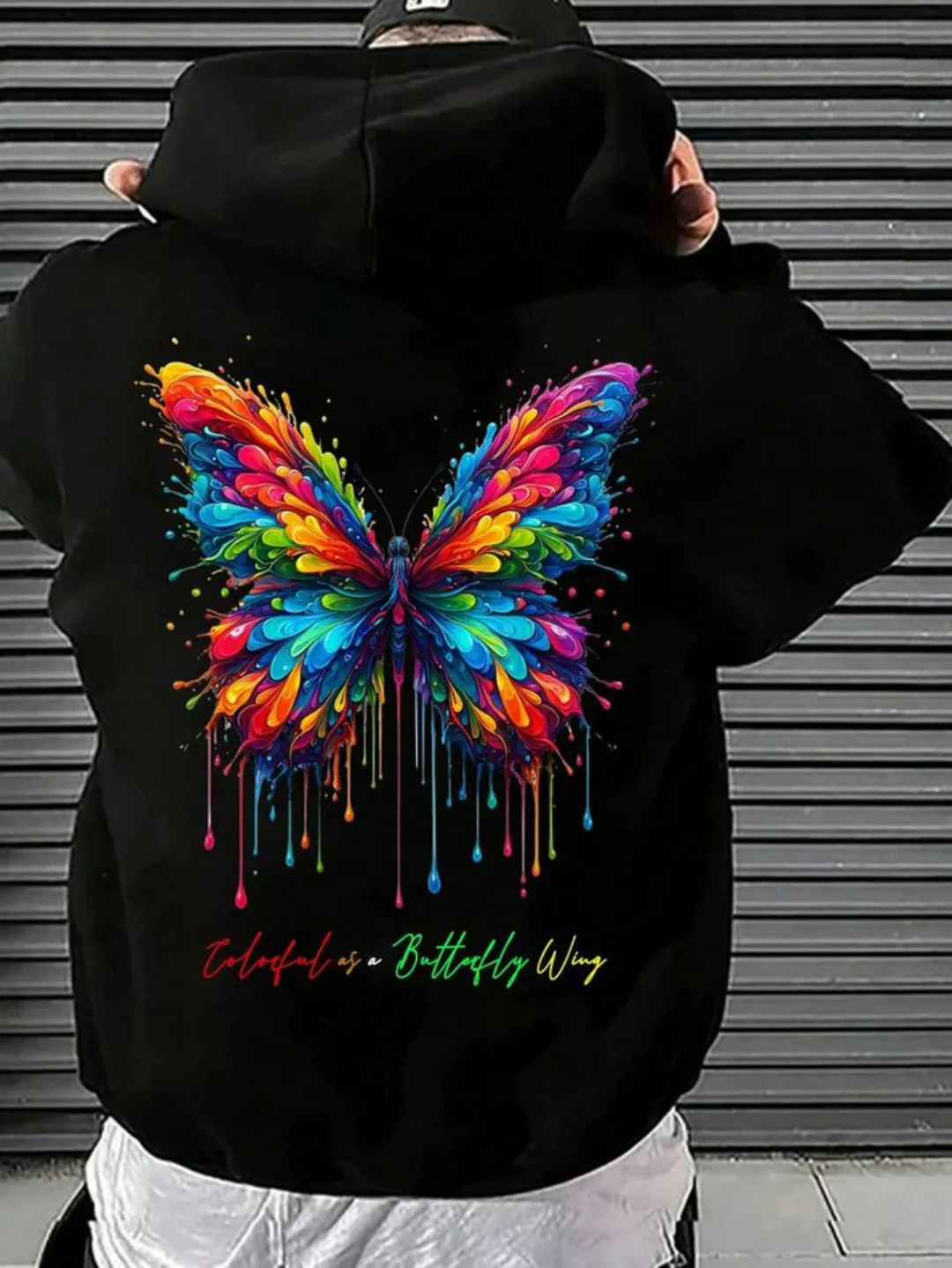 RMK Kapuzenpullover Herren Hoodie Oversize Langarm Longshirt Butterfly Schm günstig online kaufen