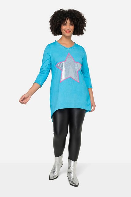Angel of Style Longshirt T-Shirt A-Linie Pailletten-Stern V-Ausschnitt günstig online kaufen