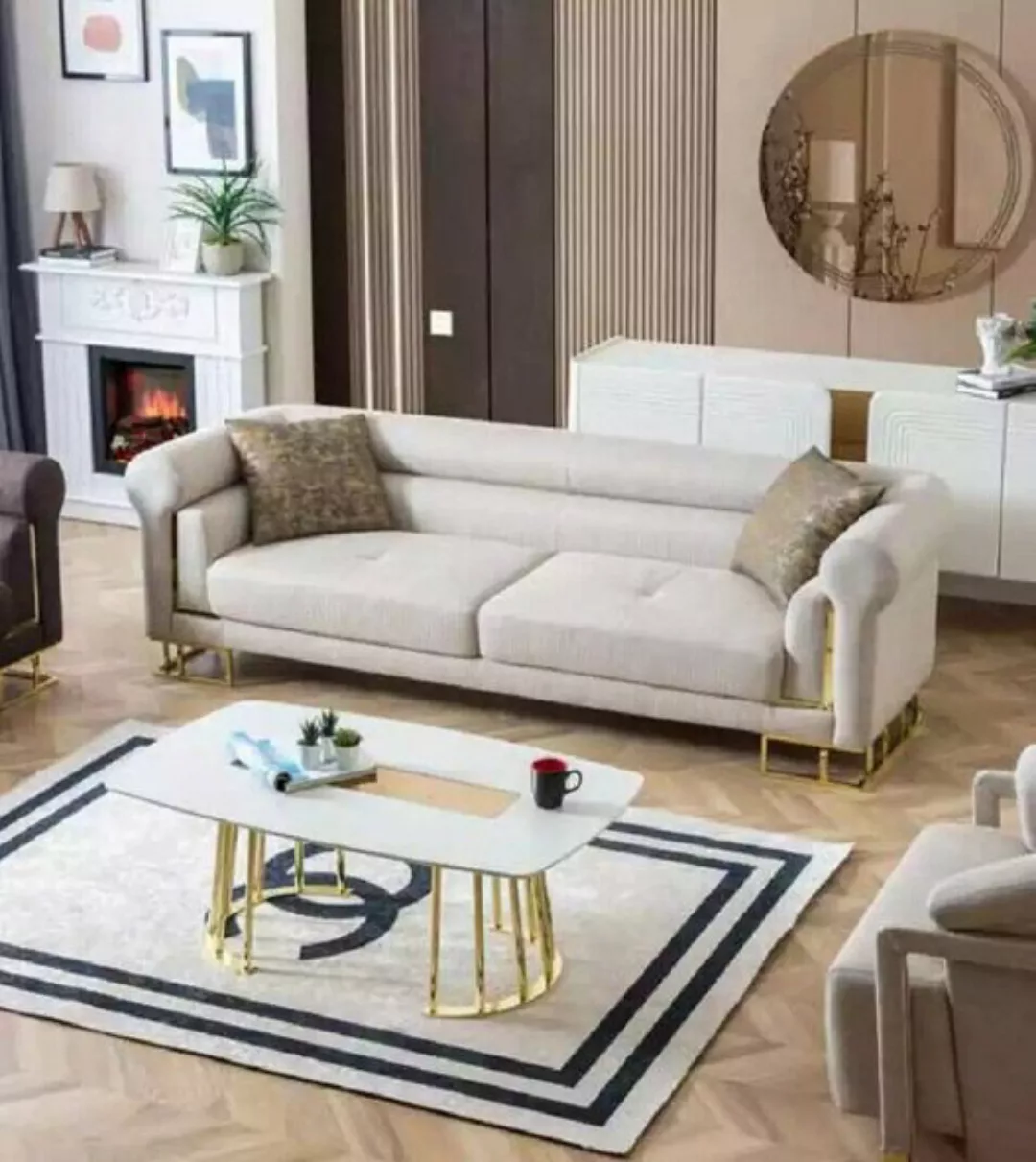 JVmoebel 3-Sitzer Sofa 3 Sitzer Textil Wohnzimmer Design Modern Neu Luxus, günstig online kaufen