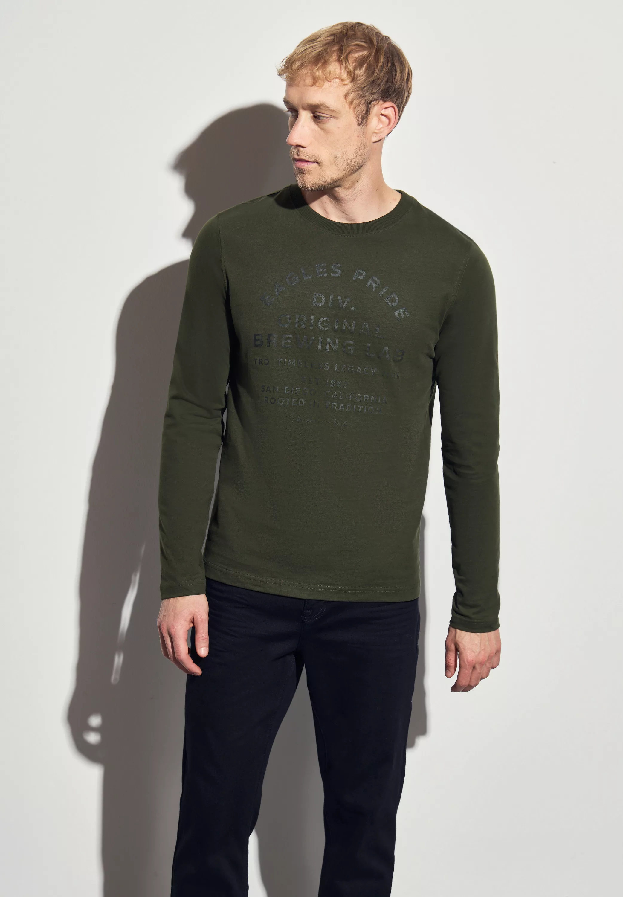 STREET ONE MEN Langarmshirt, aus reiner Baumwolle günstig online kaufen