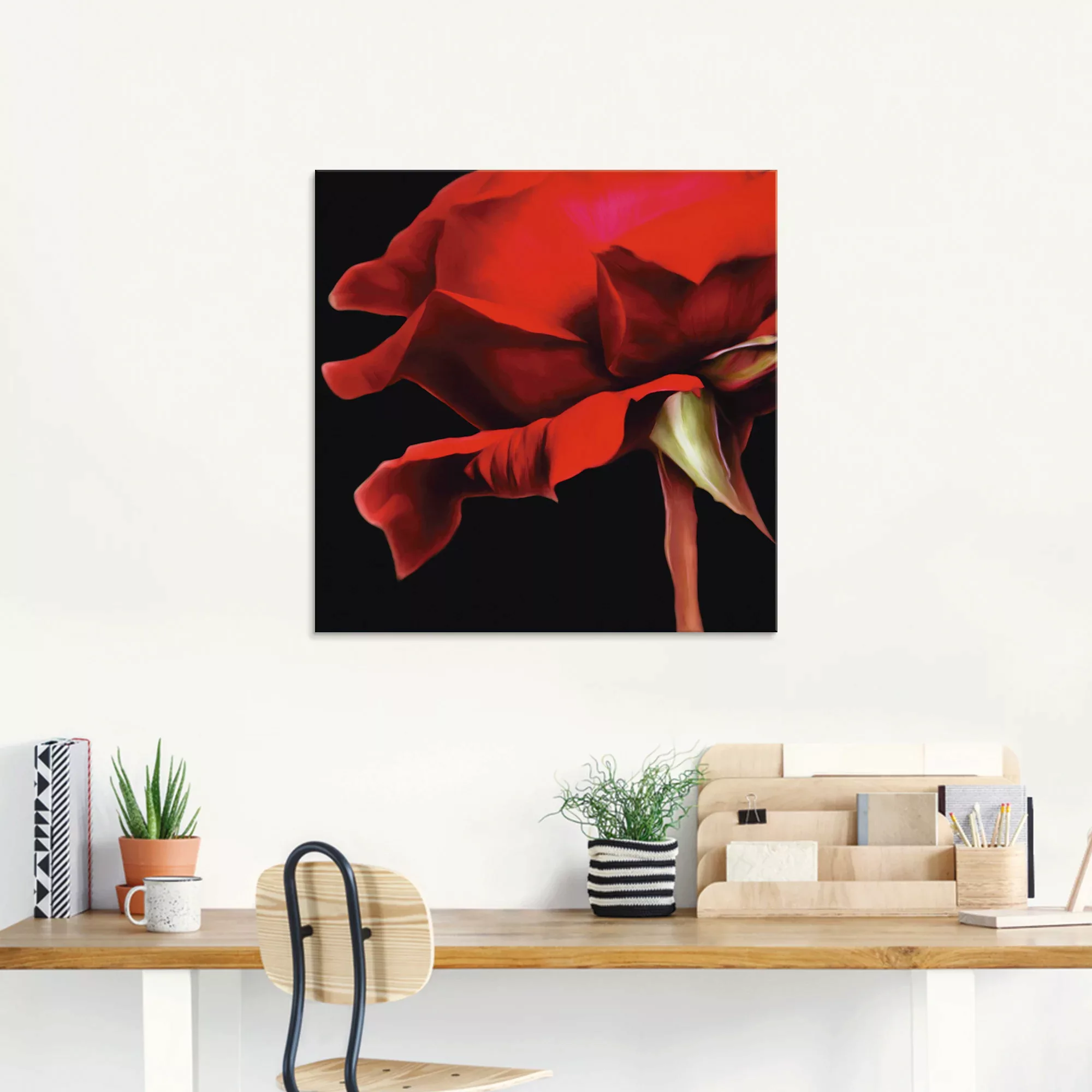 Artland Glasbild "Rote Rose", Blumen, (1 St.) günstig online kaufen