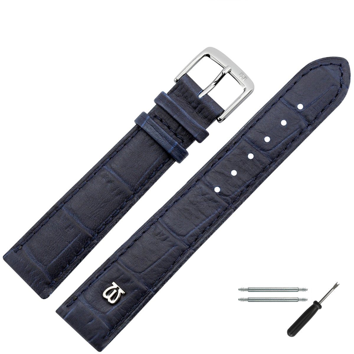 MARBURGER Uhrenarmband 22mm Leder Alligator Prägung günstig online kaufen