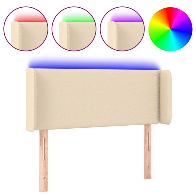 vidaXL Bett, LED Kopfteil Creme 93x16x78/88 cm Stoff günstig online kaufen