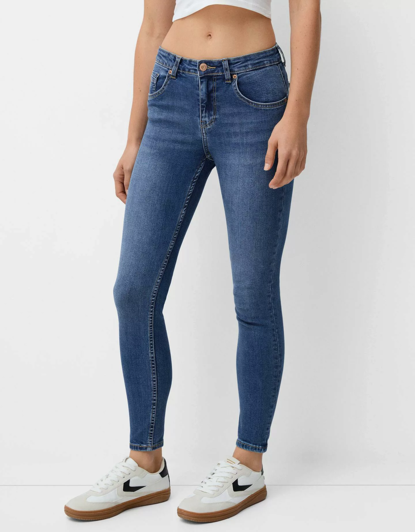 Bershka Push-Up-Skinny-Jeans Damen 36 Blau günstig online kaufen