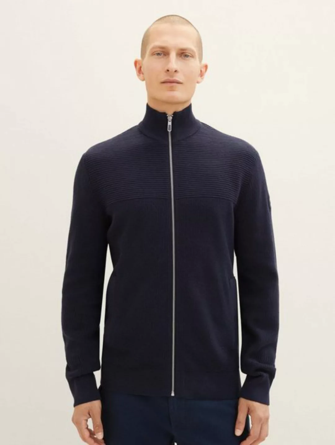 TOM TAILOR Strickpullover CARDIGAN Feinstrick Pullover Weicher Ripp Sweater günstig online kaufen