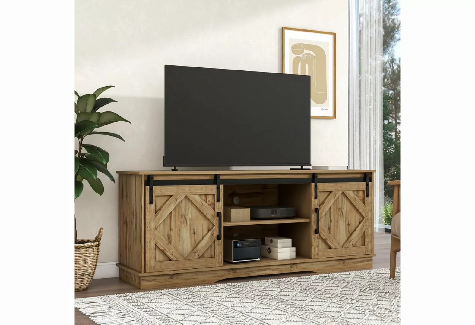 OKWISH TV-Schrank TV Stand Sideboard Entertainment Center (vintage Braun En günstig online kaufen