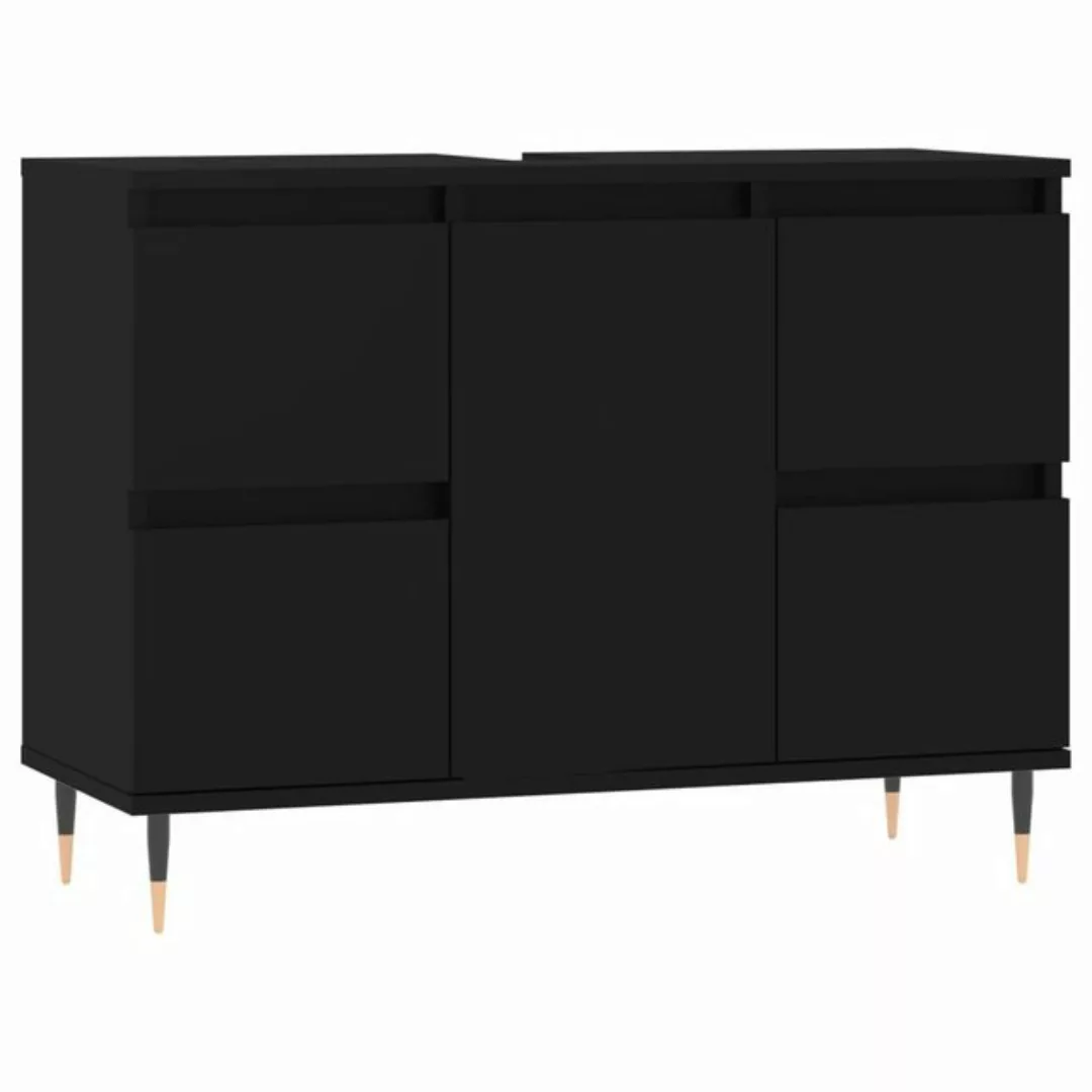 vidaXL Waschbeckenunterschrank Badschrank Schwarz 80x33x60 cm Holzwerkstoff günstig online kaufen