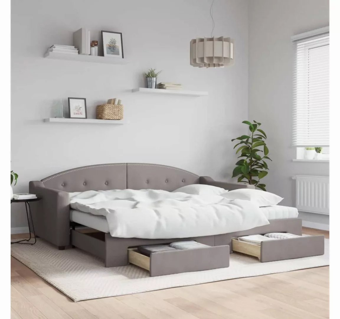 vidaXL Gästebett Gästebett Tagesbett Ausziehbar mit Schubladen Taupe 90x200 günstig online kaufen