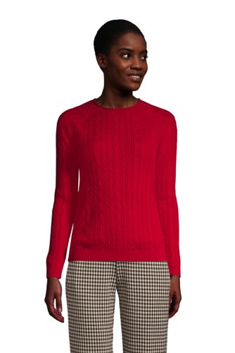 Baumwoll-Zopfmusterpullover mit Rollblende, Damen, Größe: XS Normal, Rot, b günstig online kaufen