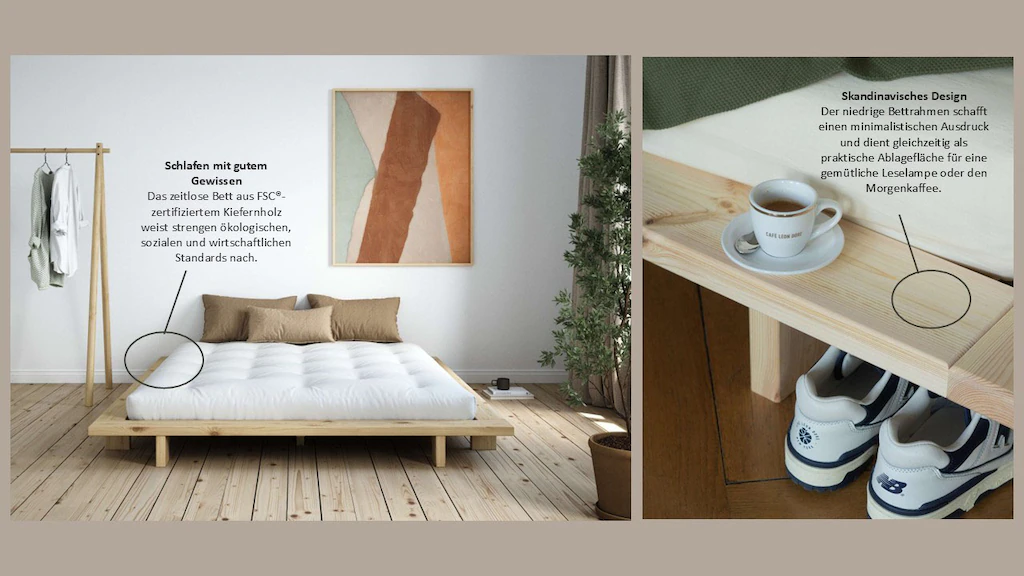 Karup Design Bettgestell "JAPAN BED Bodenbett, Holzrahmen, Futonbett, Jugen günstig online kaufen