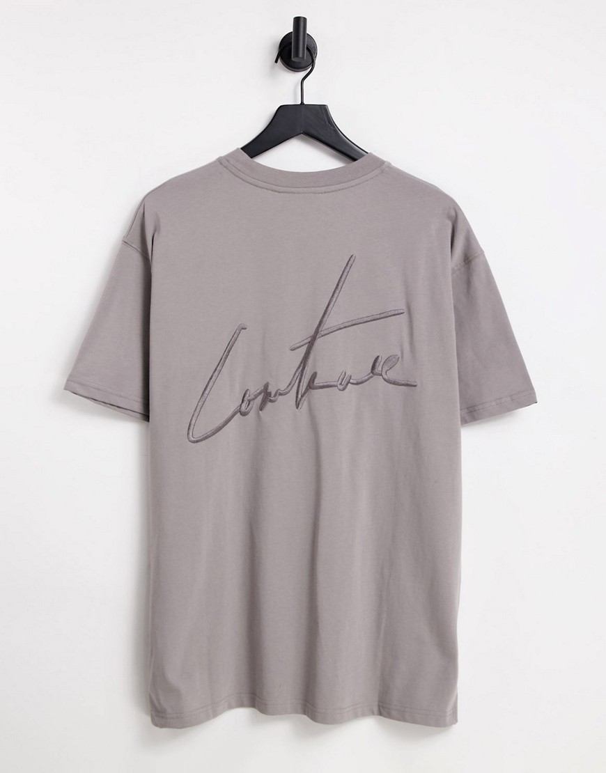 The Couture Club – Essentials – T-Shirt in Grau mit Logo-Stickerei günstig online kaufen