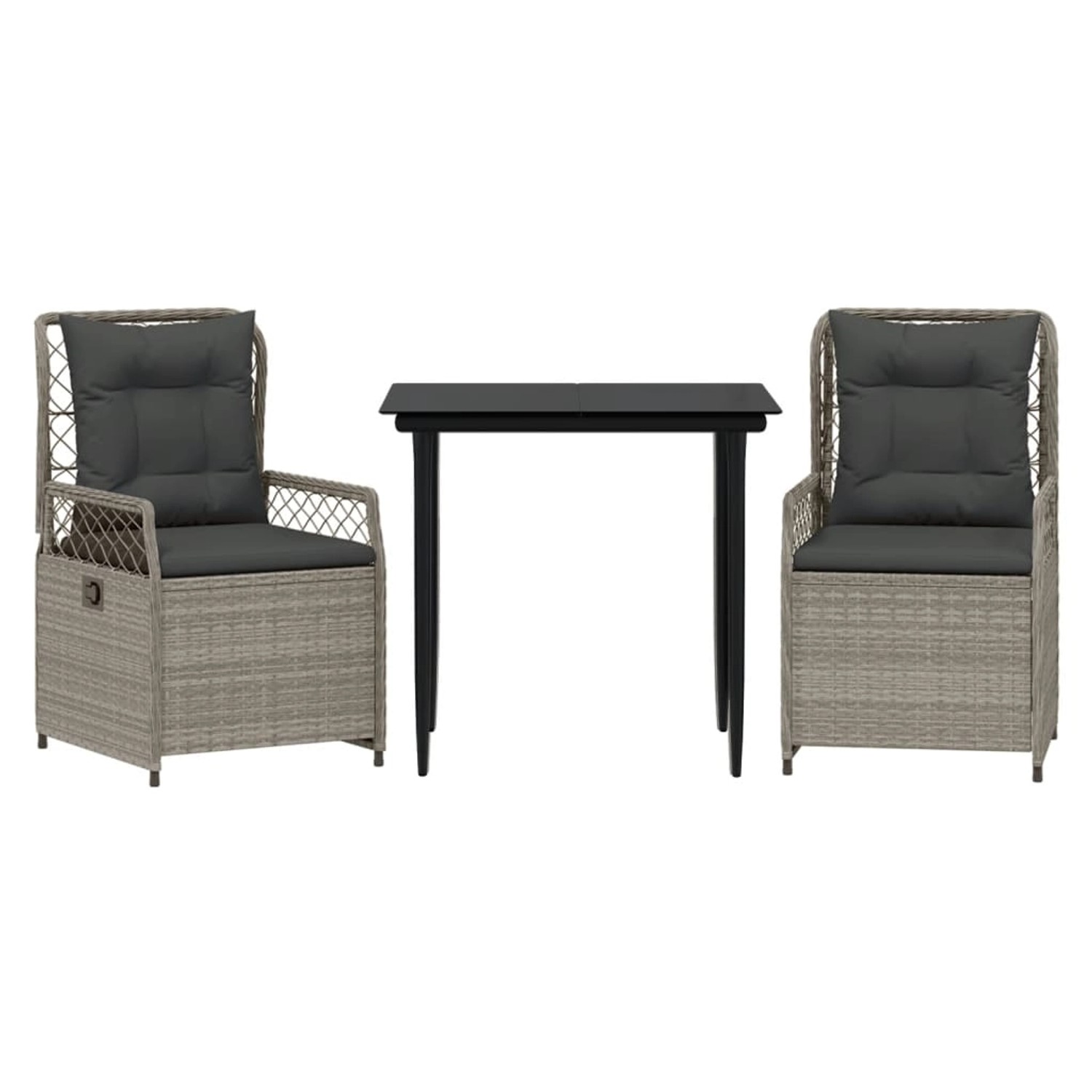 vidaXL 3-Tlg Garten-Essgruppe mit Kissen Hellgrau Poly Rattan 3263027 günstig online kaufen