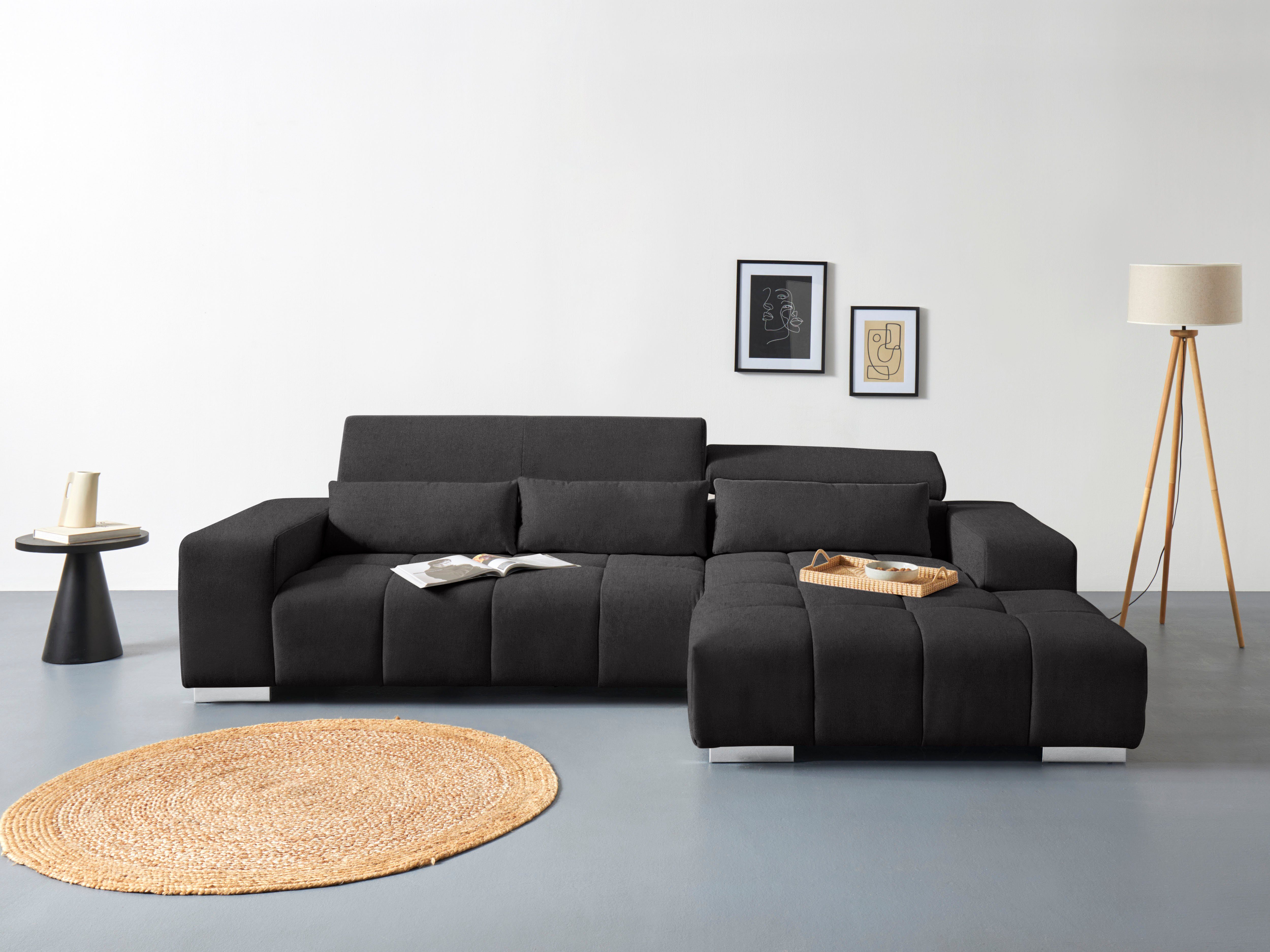 COTTA Ecksofa "Orion L-Form", mit Kopfteilverstellung & 3 Nierenkissen günstig online kaufen