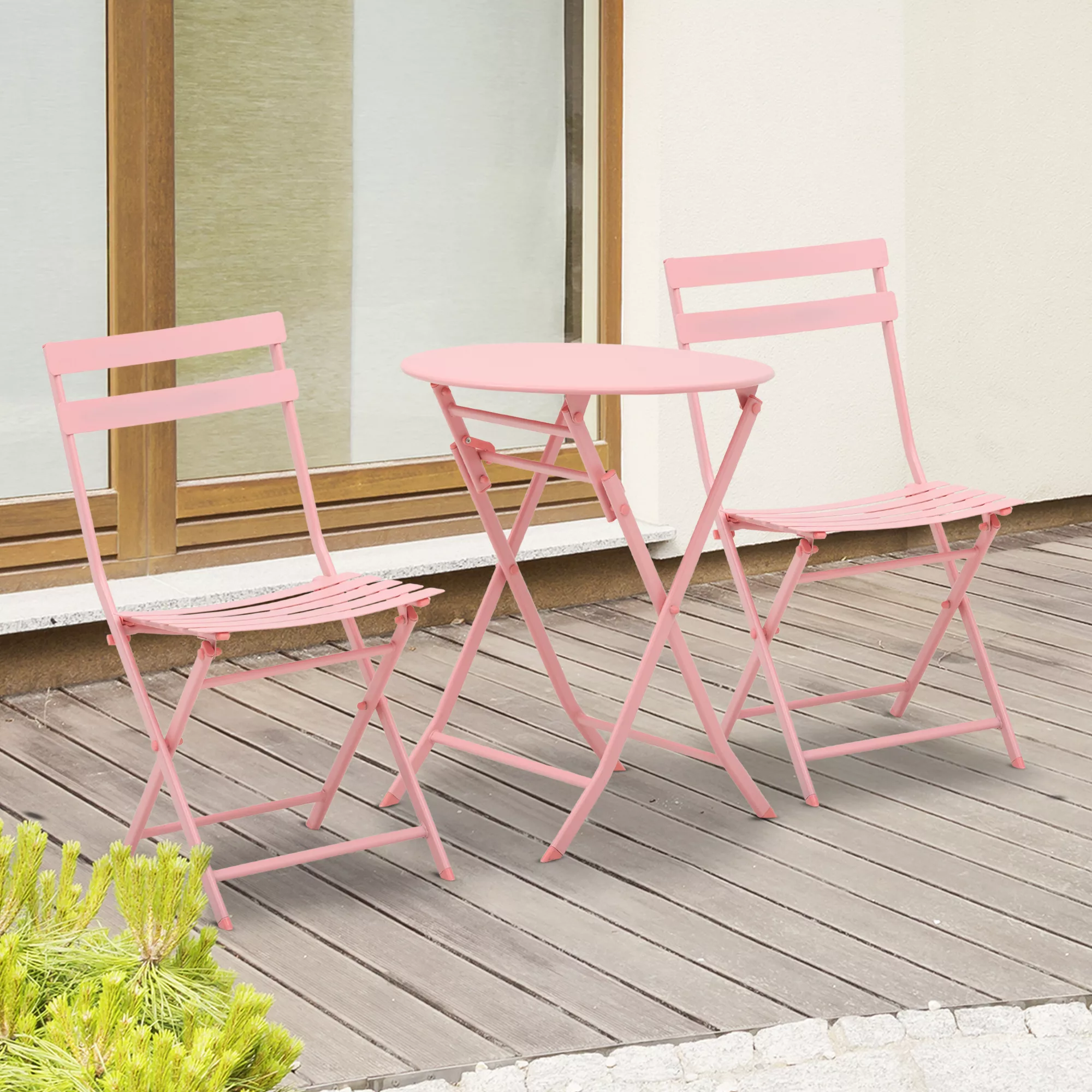 Outsunny Gartenset für 2 Personen Balkonmöbel Set mit klappbarem Bistrotisc günstig online kaufen