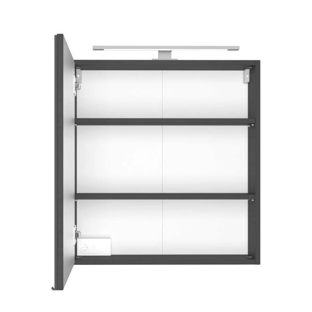 Badspiegelschrank in dunkel Grau 60 cm breit günstig online kaufen