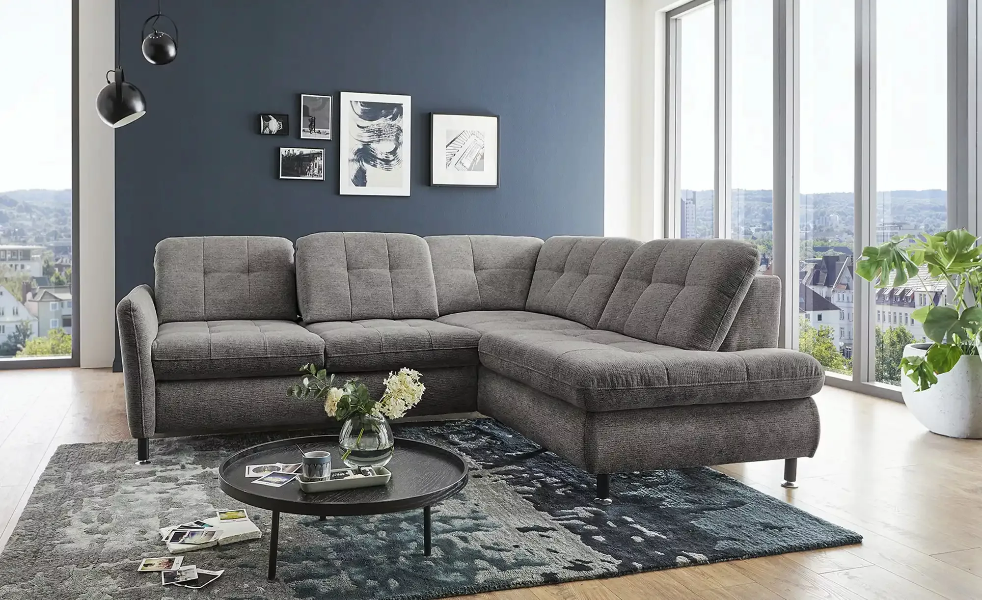 Lounge Collection Ecksofa  LIORA ¦ grau ¦ Maße (cm): B: 242 H: 99 T: 210 Po günstig online kaufen