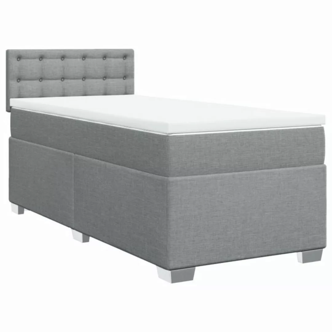 vidaXL Boxspringbett Boxspringbett mit Matratze Hellgrau 90x200 cm Stoff Be günstig online kaufen